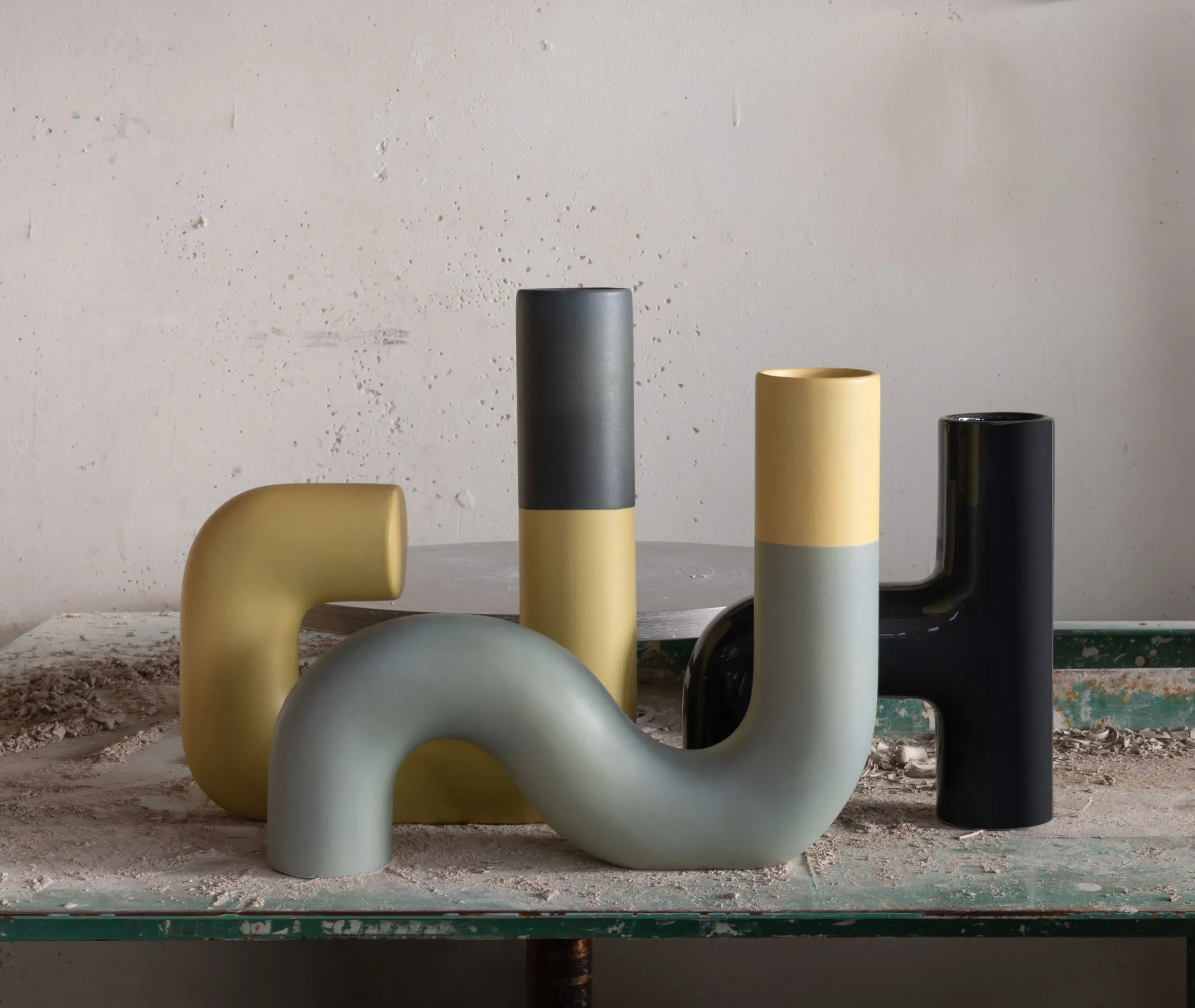 Shape S Tubular Vase - Multicolor, Ceramic