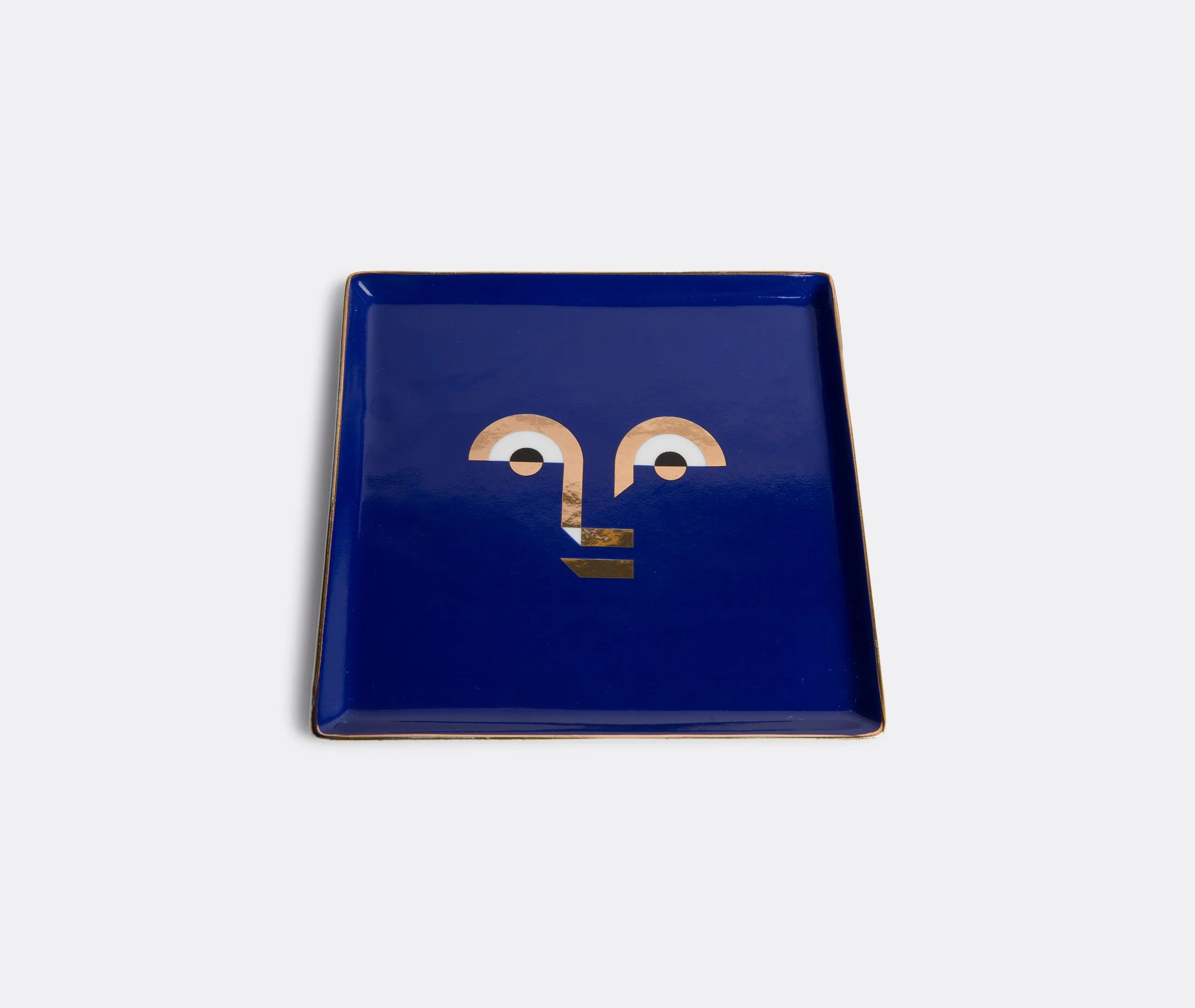 Apollo I Square Ceramic Tray - Blue, Gold alternate view
