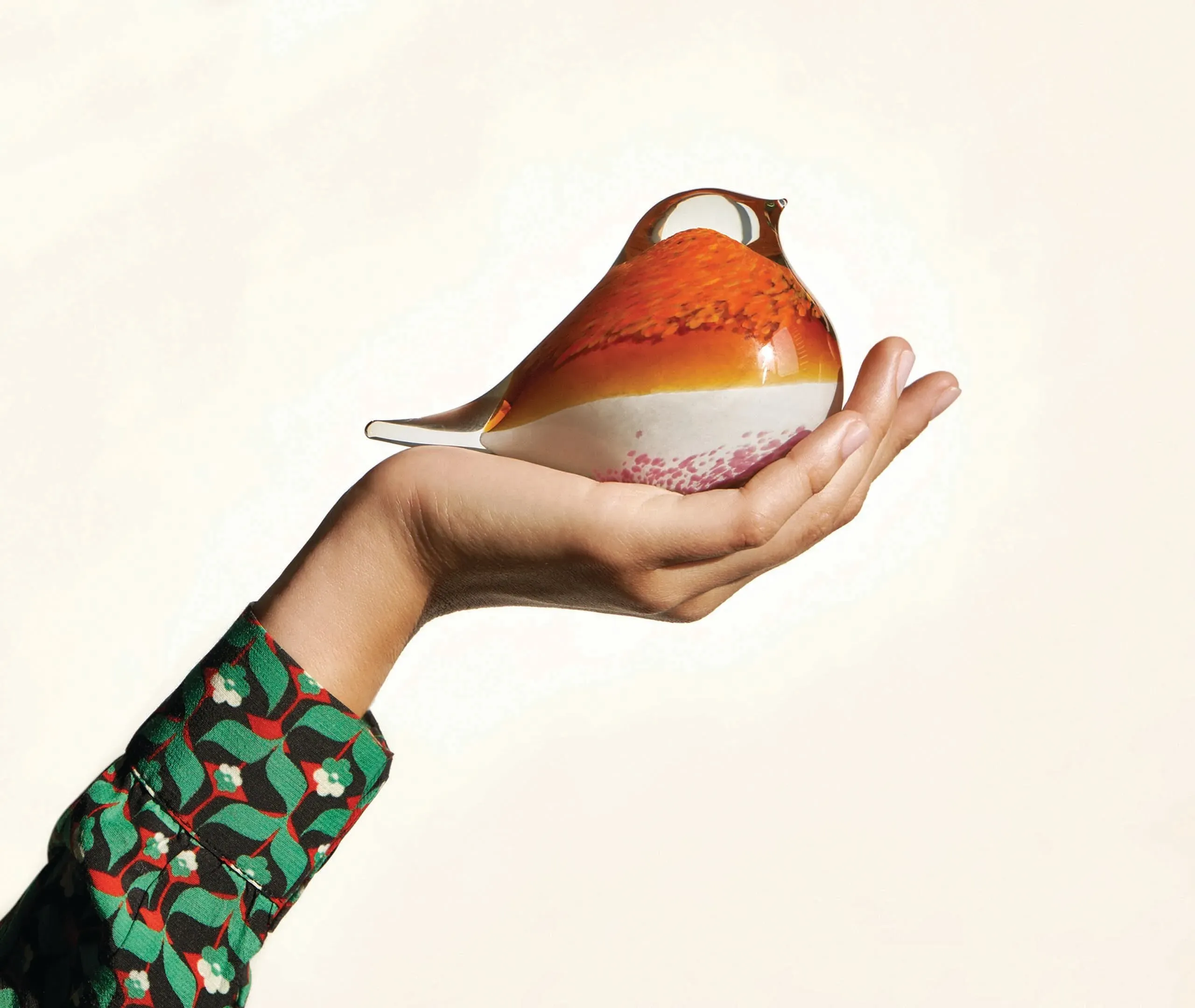 Atlas Bird Decorative Object - Orange, Glass