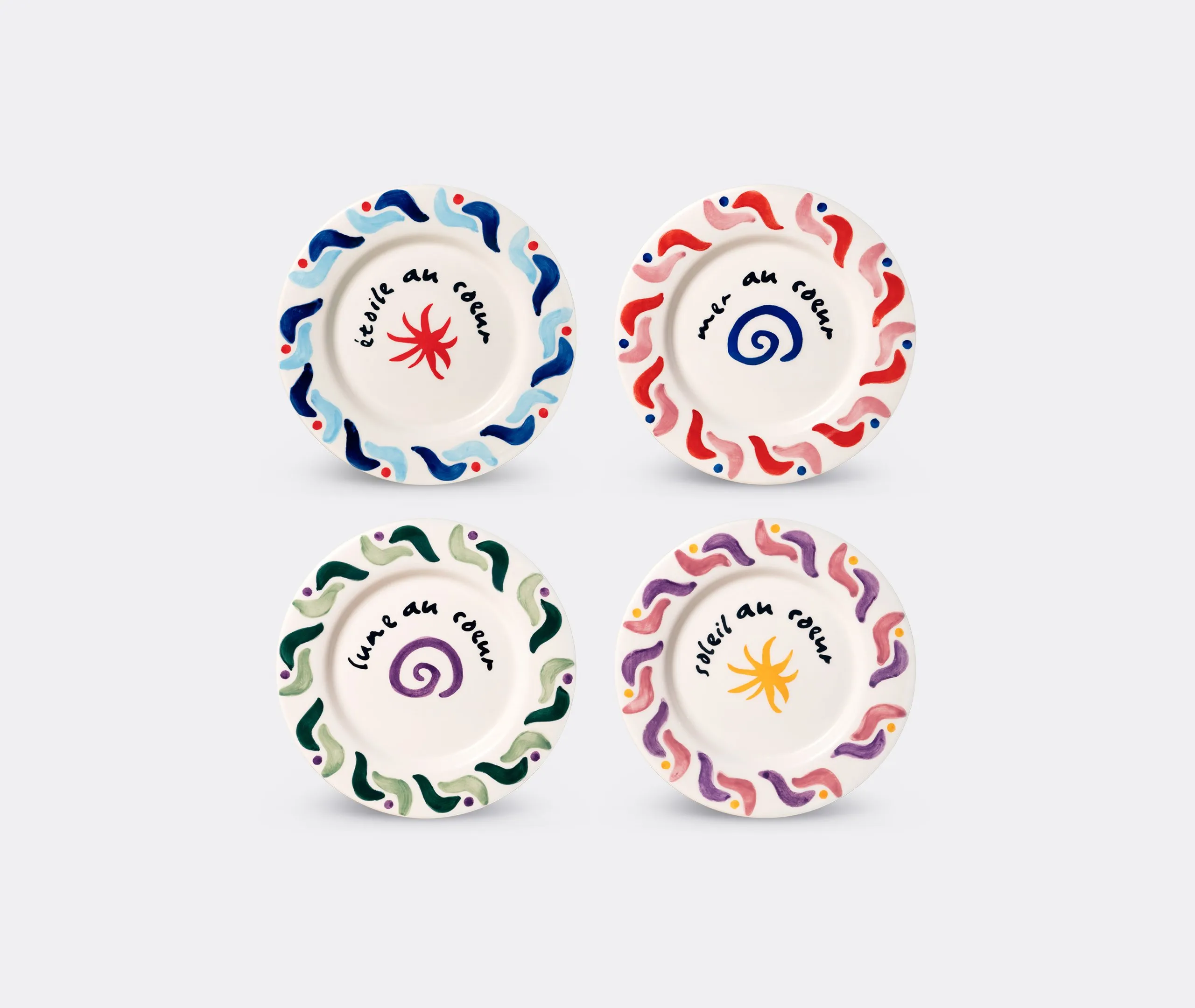 Cala Secreta Dessert Plate Set of Four - Multicolor