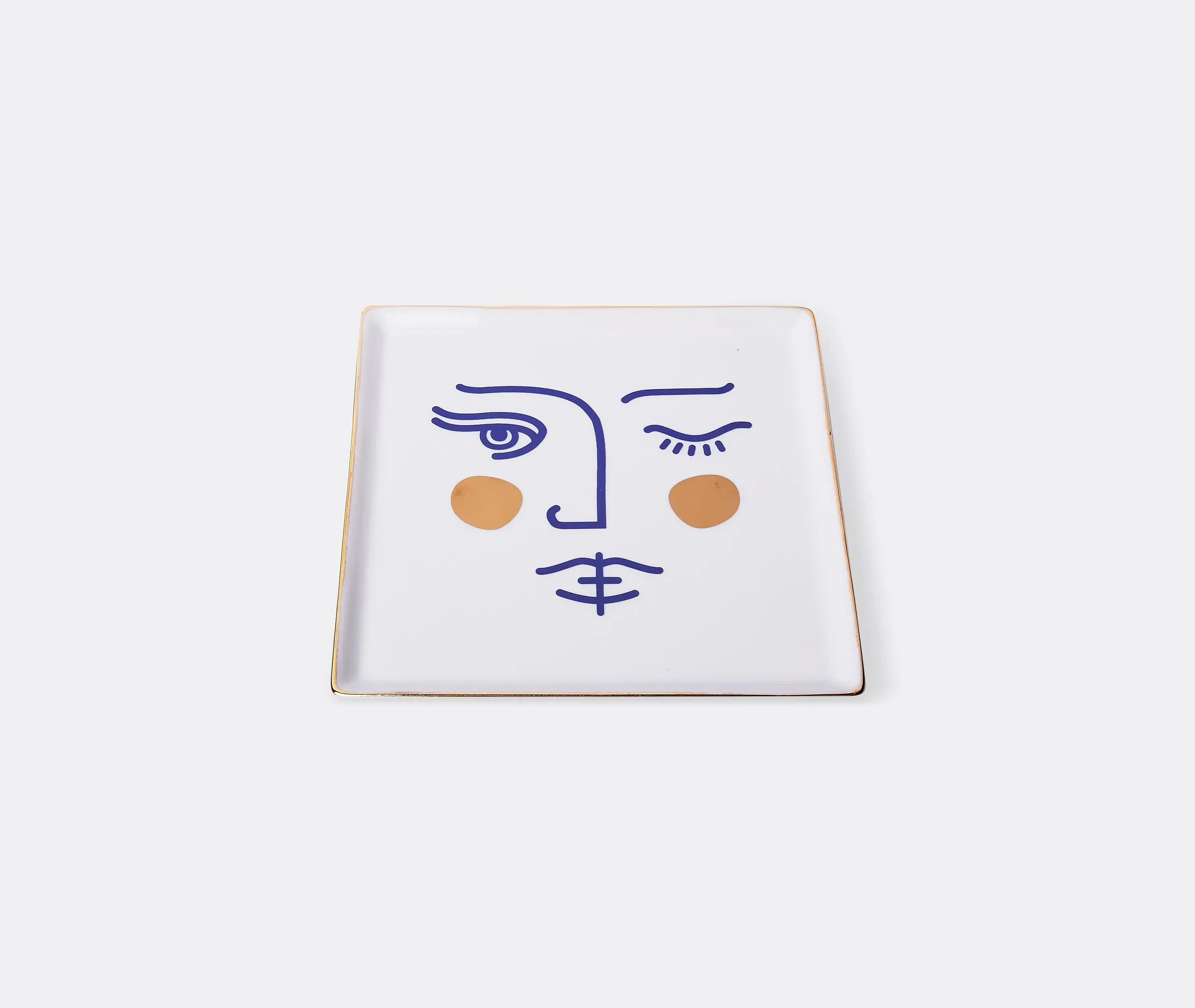 Janus Goddess Ceramic Tray - Blue, White Porcelain alternate view