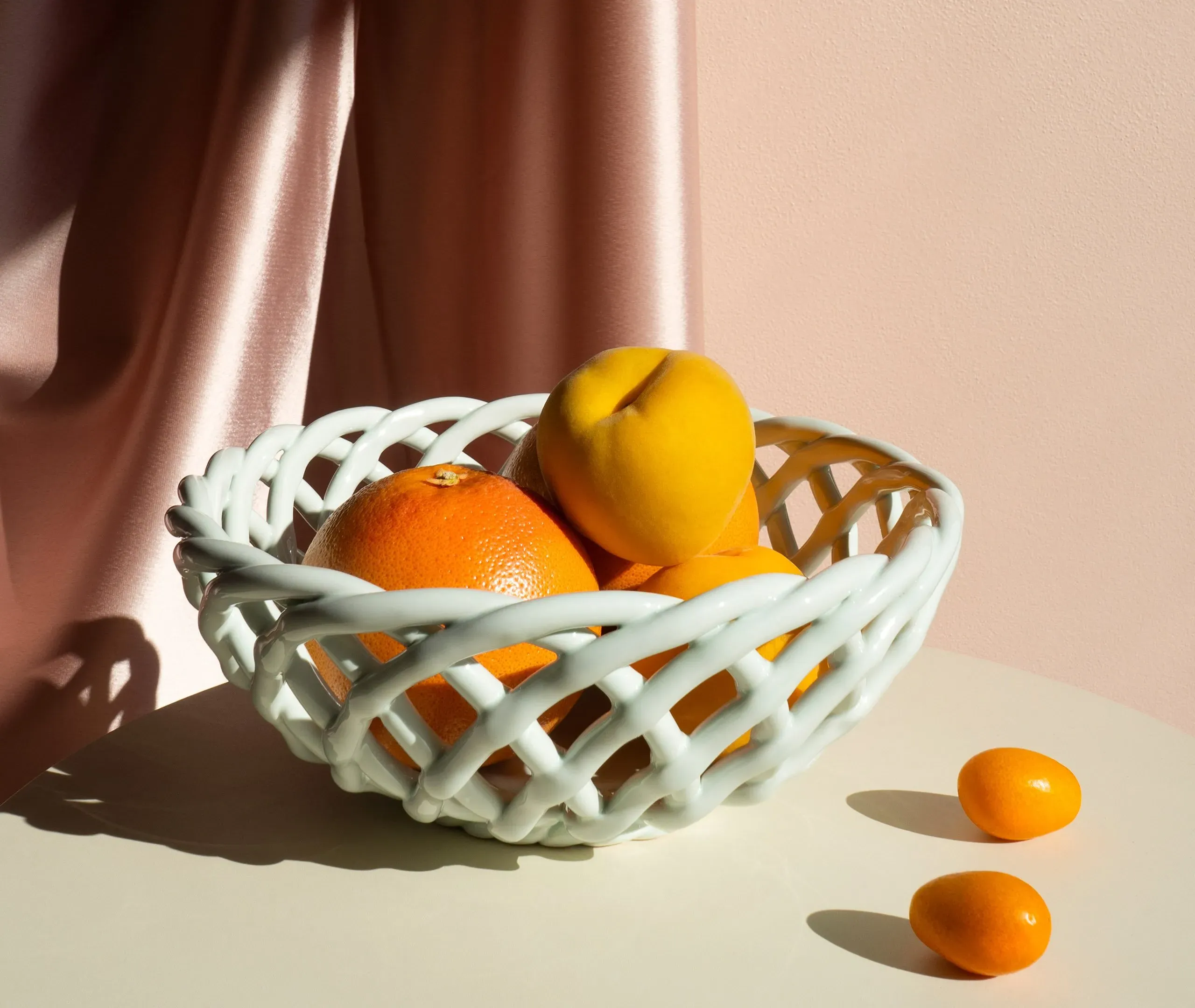 Sicilia Large Ceramic Basket - Light Mint