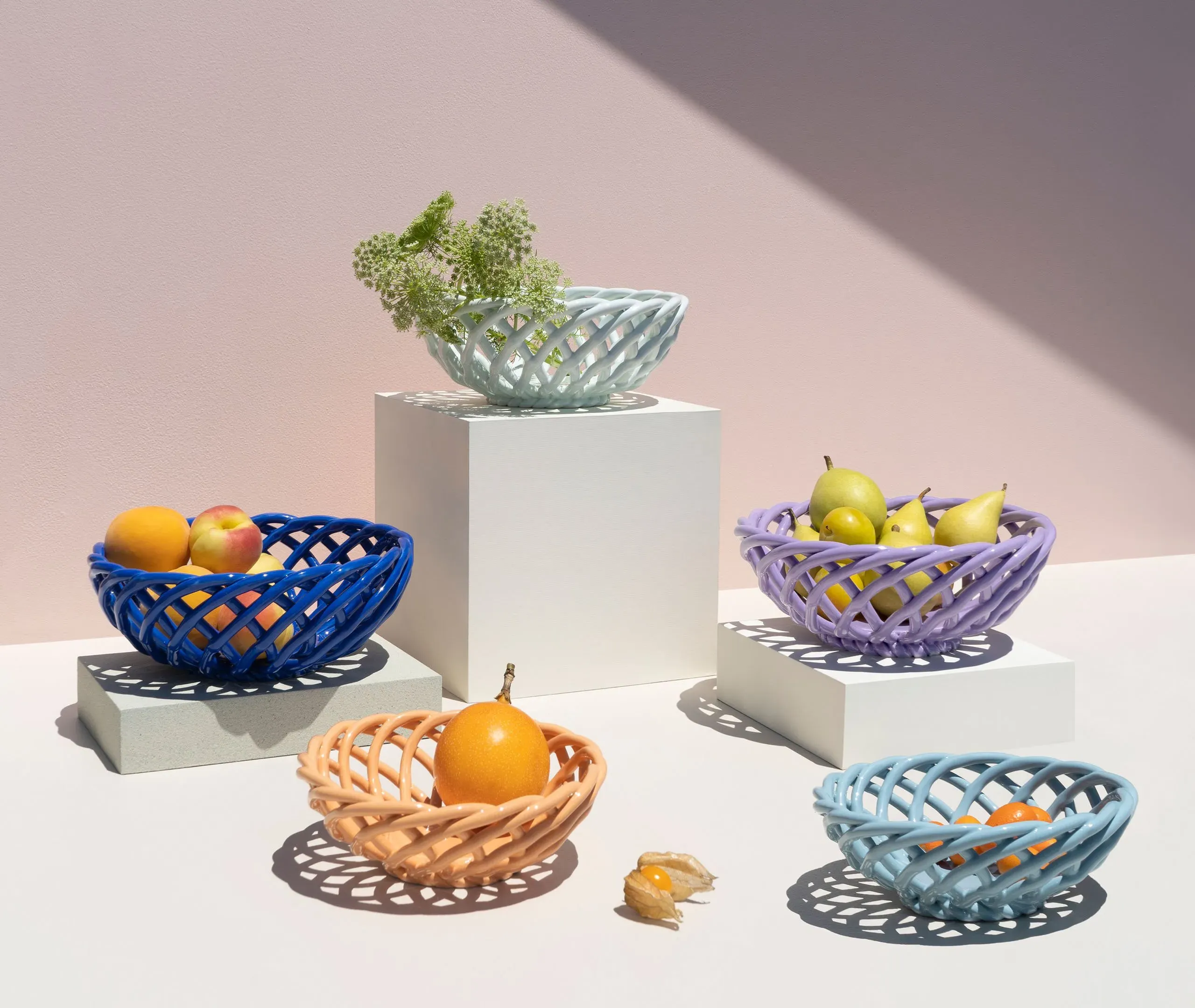 Sicilia Large Ceramic Basket - Light Mint