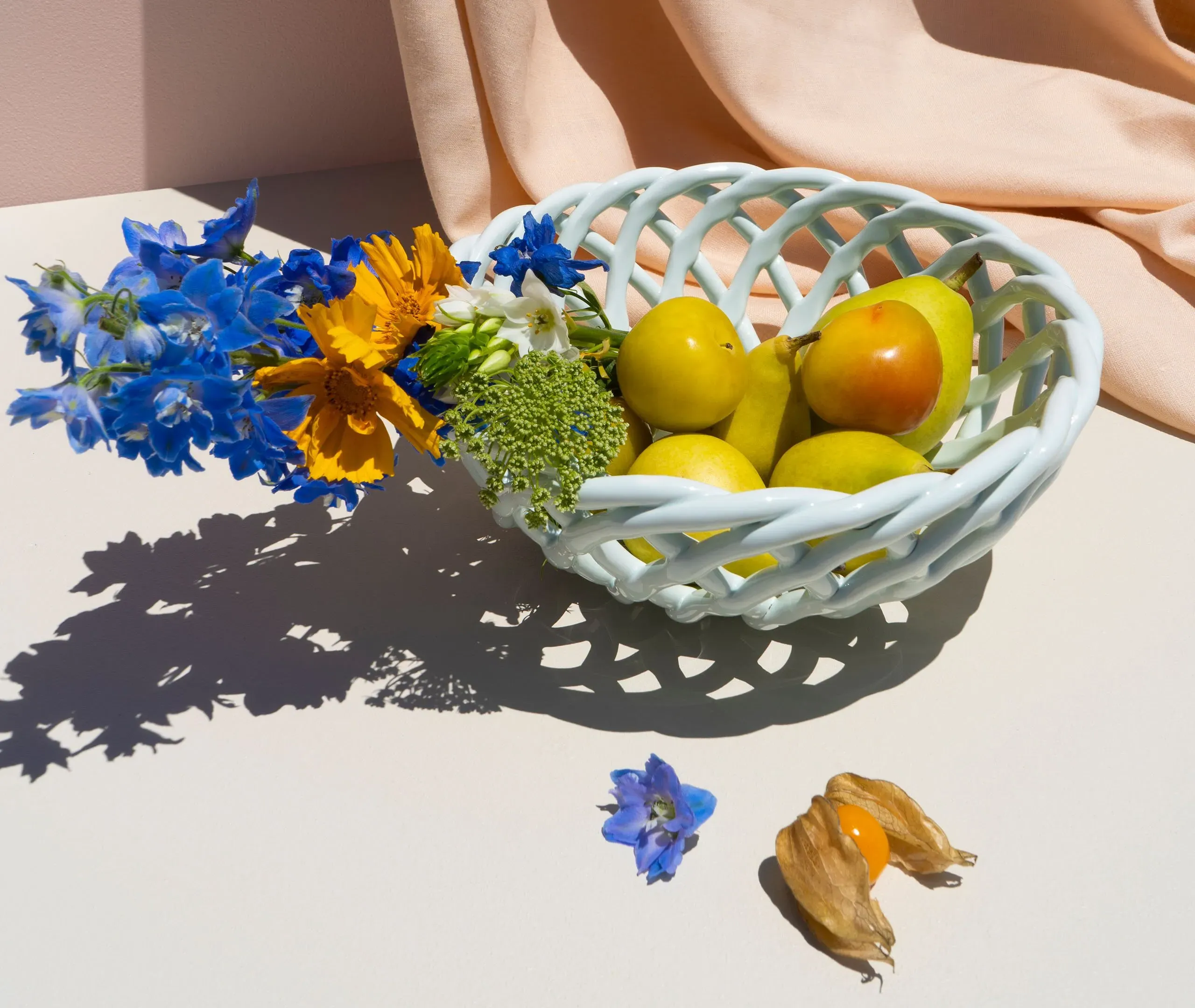 Sicilia Large Ceramic Basket - Light Mint