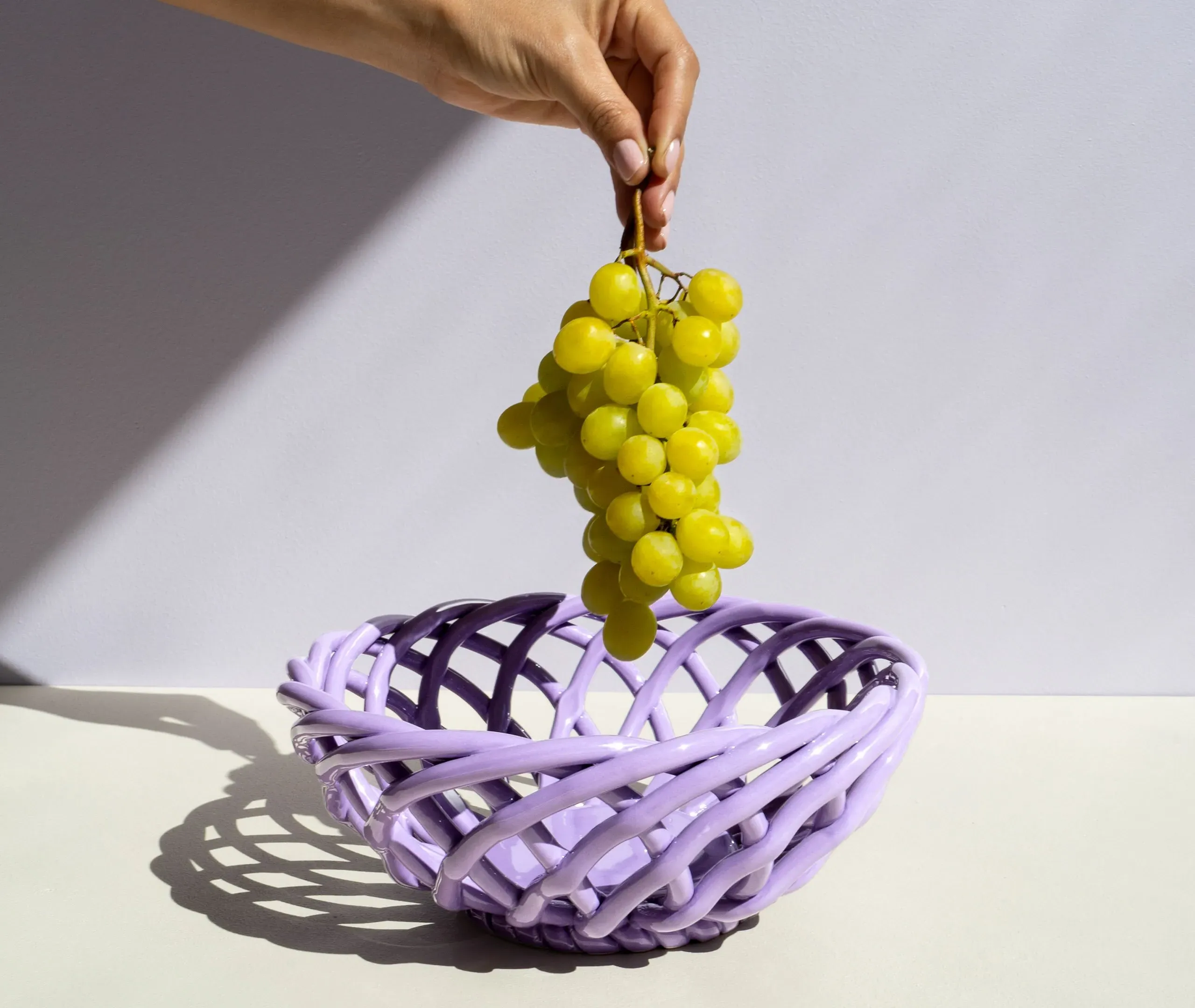 Sicilia Large Ceramic Basket - Lilac