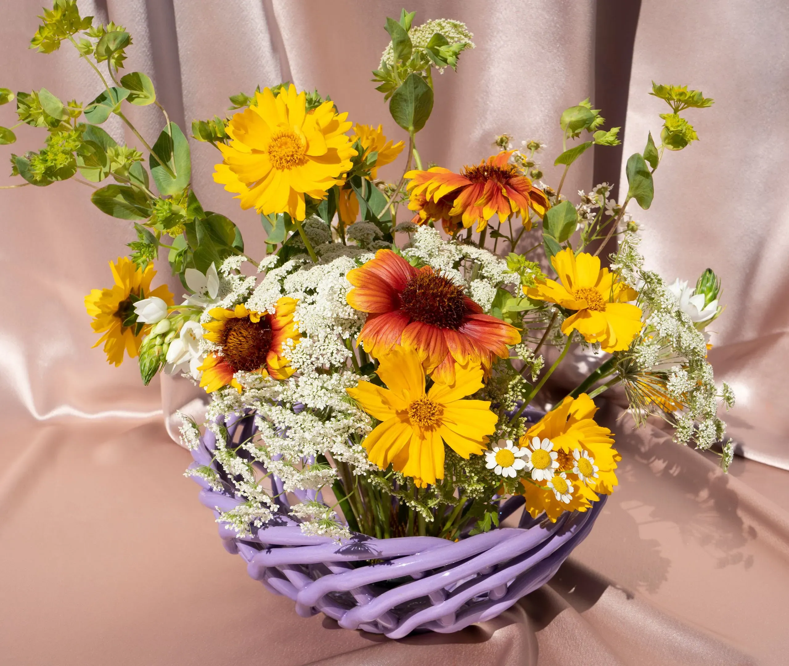Sicilia Large Ceramic Basket - Lilac