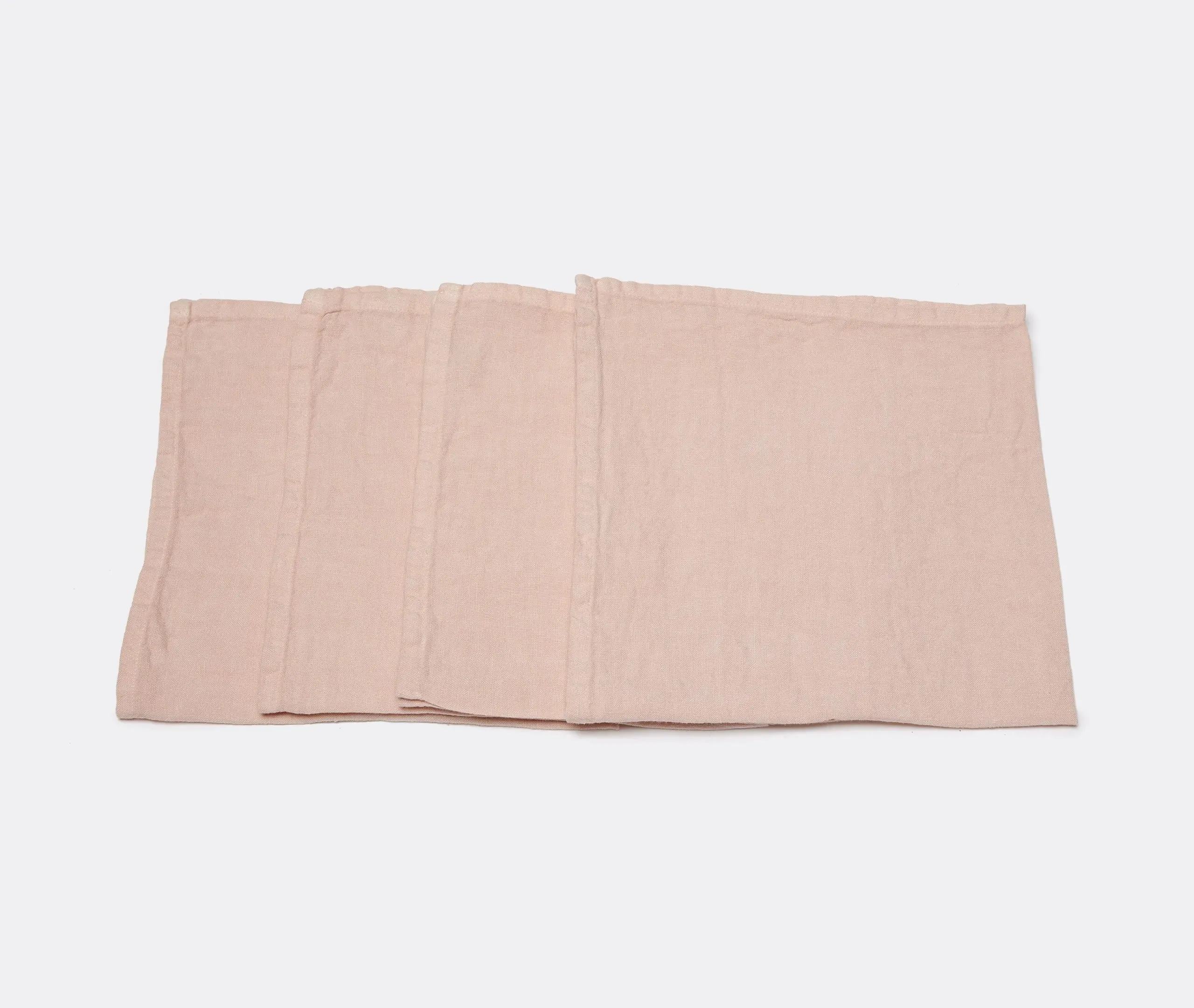 4-Piece Napkin Set with Rolled Hem - Pink, Linen