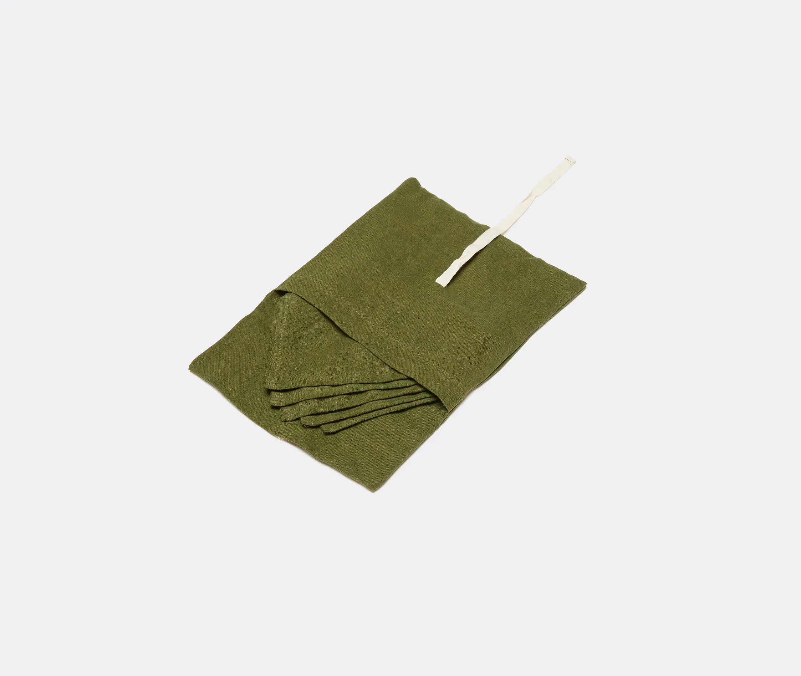 Cocktail Napkins Set of Five - Green, Linen alternate view