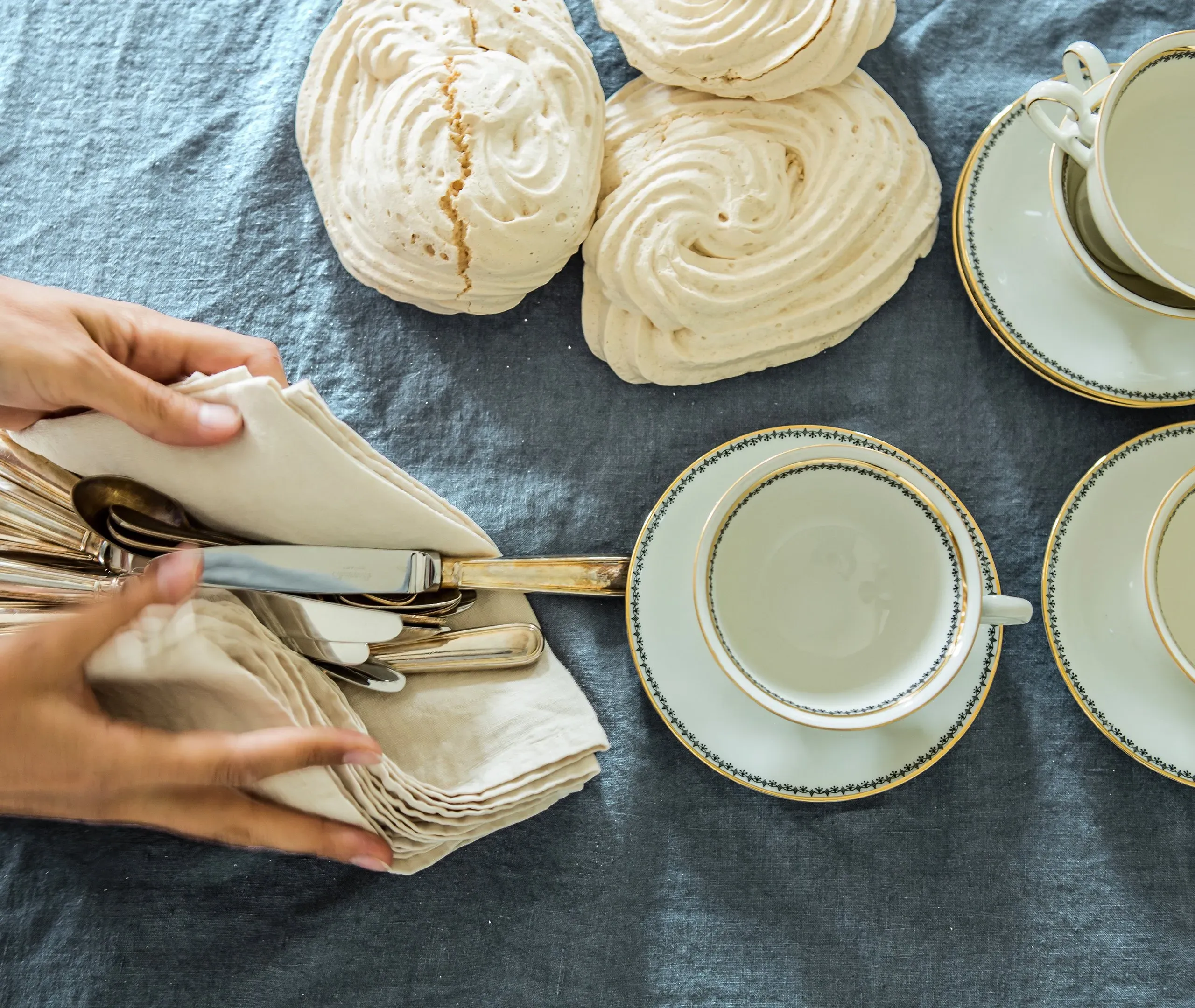 Large Tablecloth - Light Blue, Linen