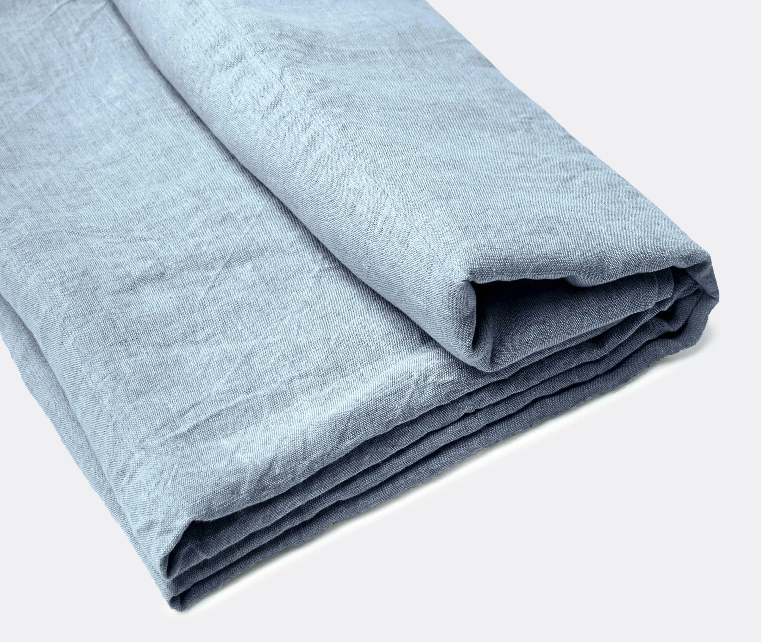 Large Tablecloth with Border - Light Blue, Linen