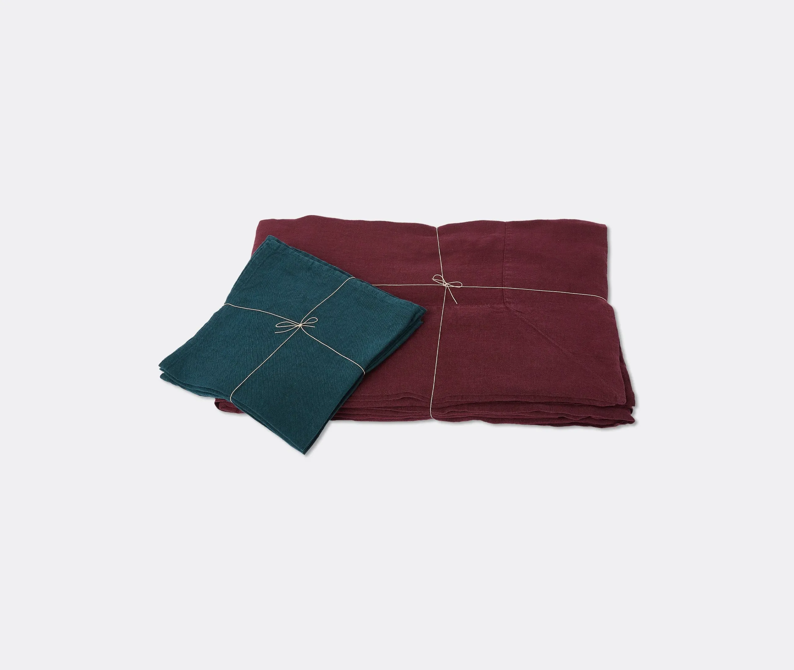 Large Tablecloth with Border - Wine, Linen