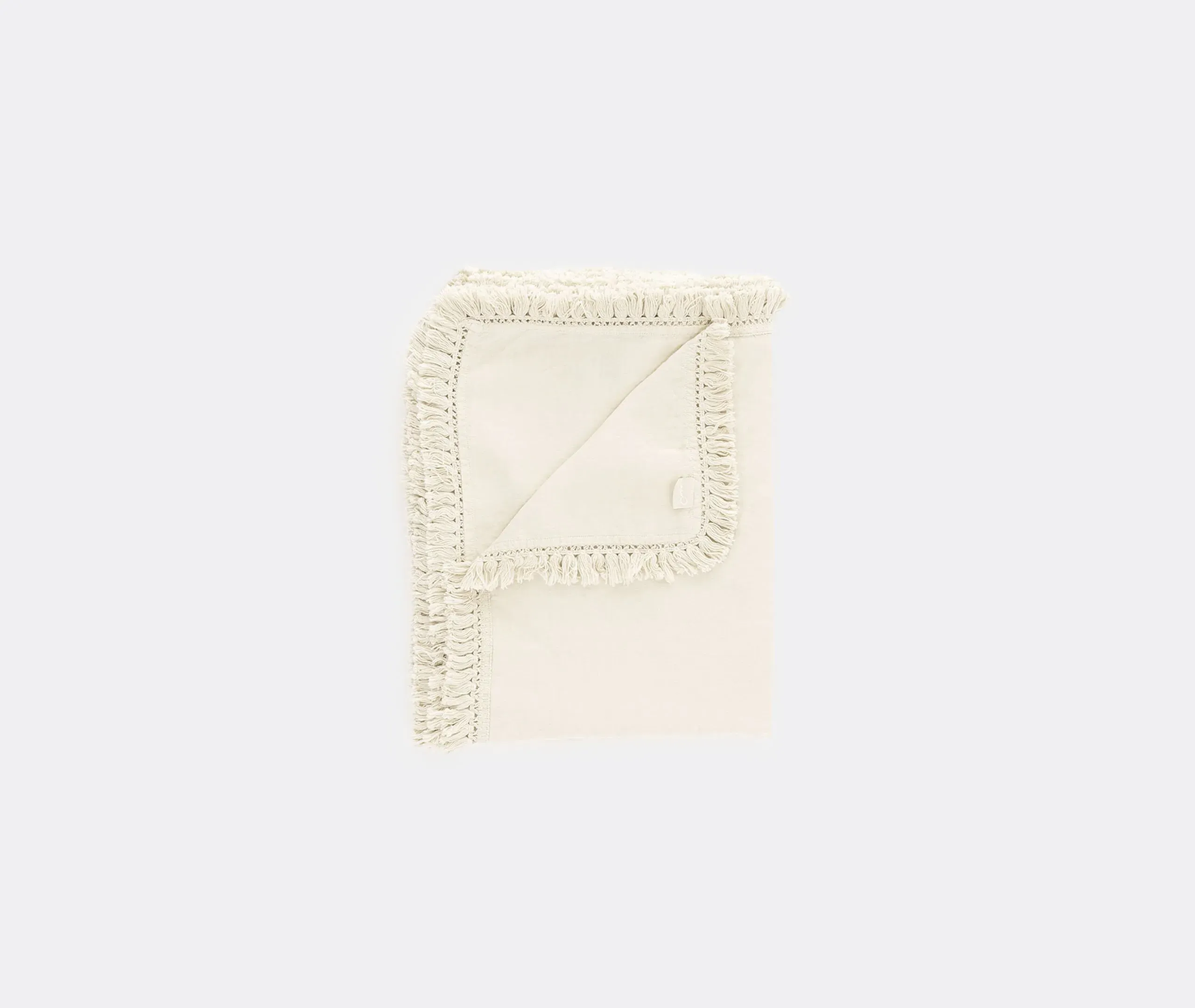 Large Tablecloth with Fringes - Cream, Linen
