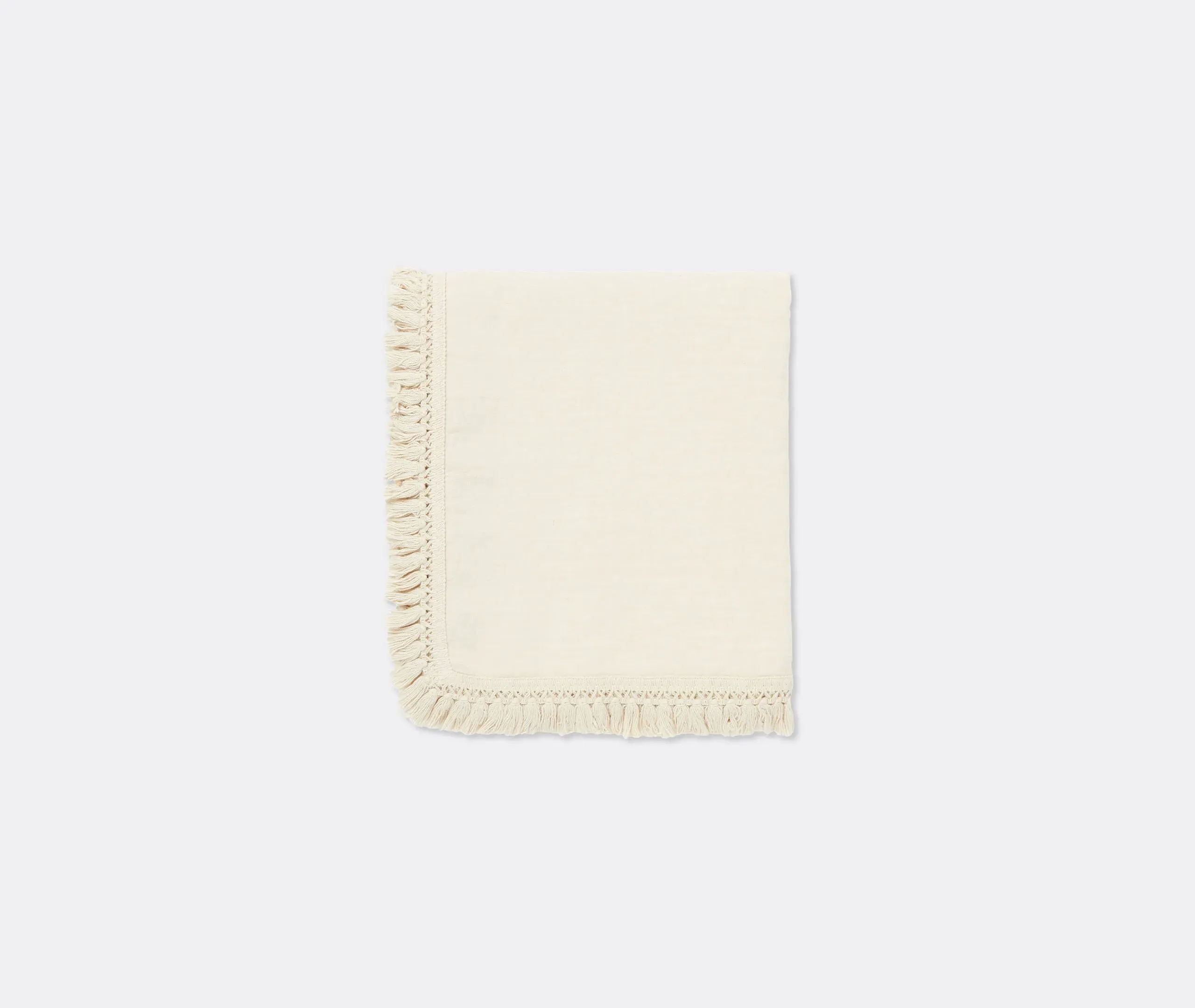 Large Tablecloth with Fringes - Cream, Linen image