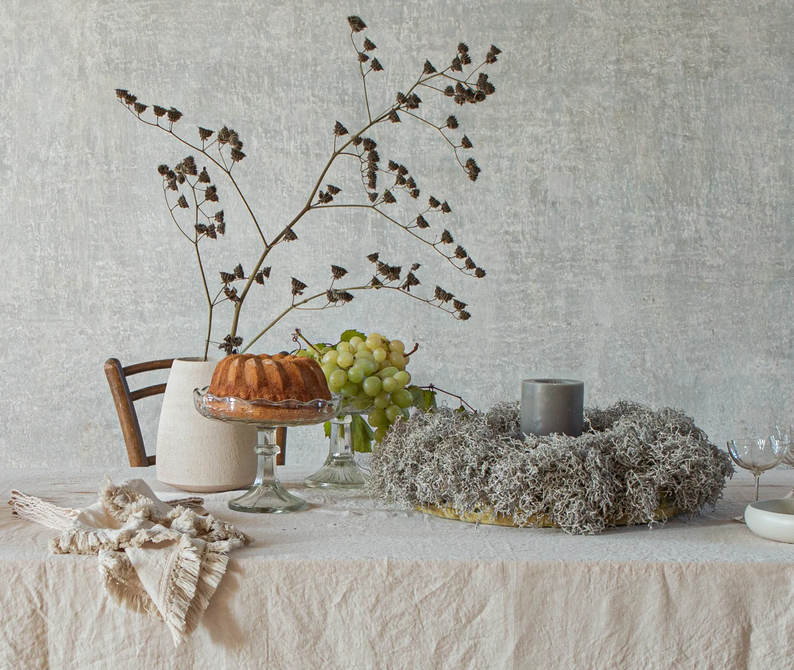 Napkin Set with Fringes - Cream, Linen