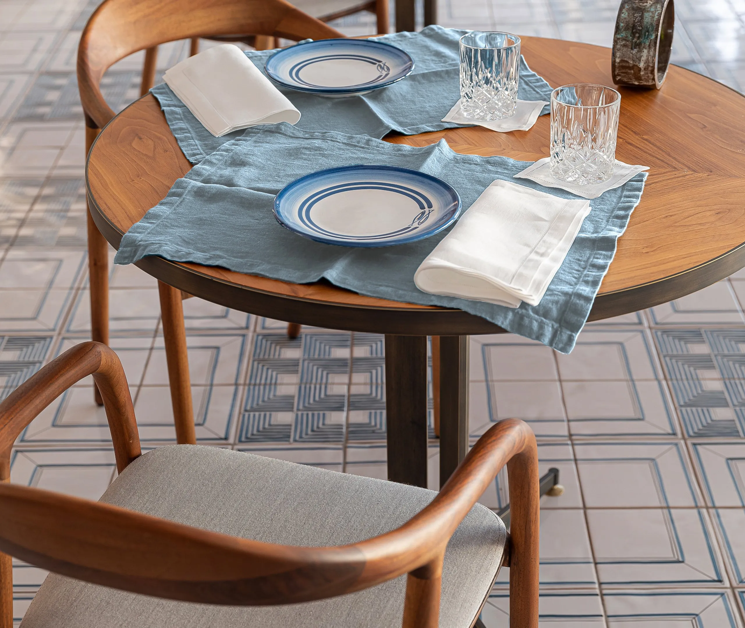 Set of 2 Placemats - Light Blue, Linen