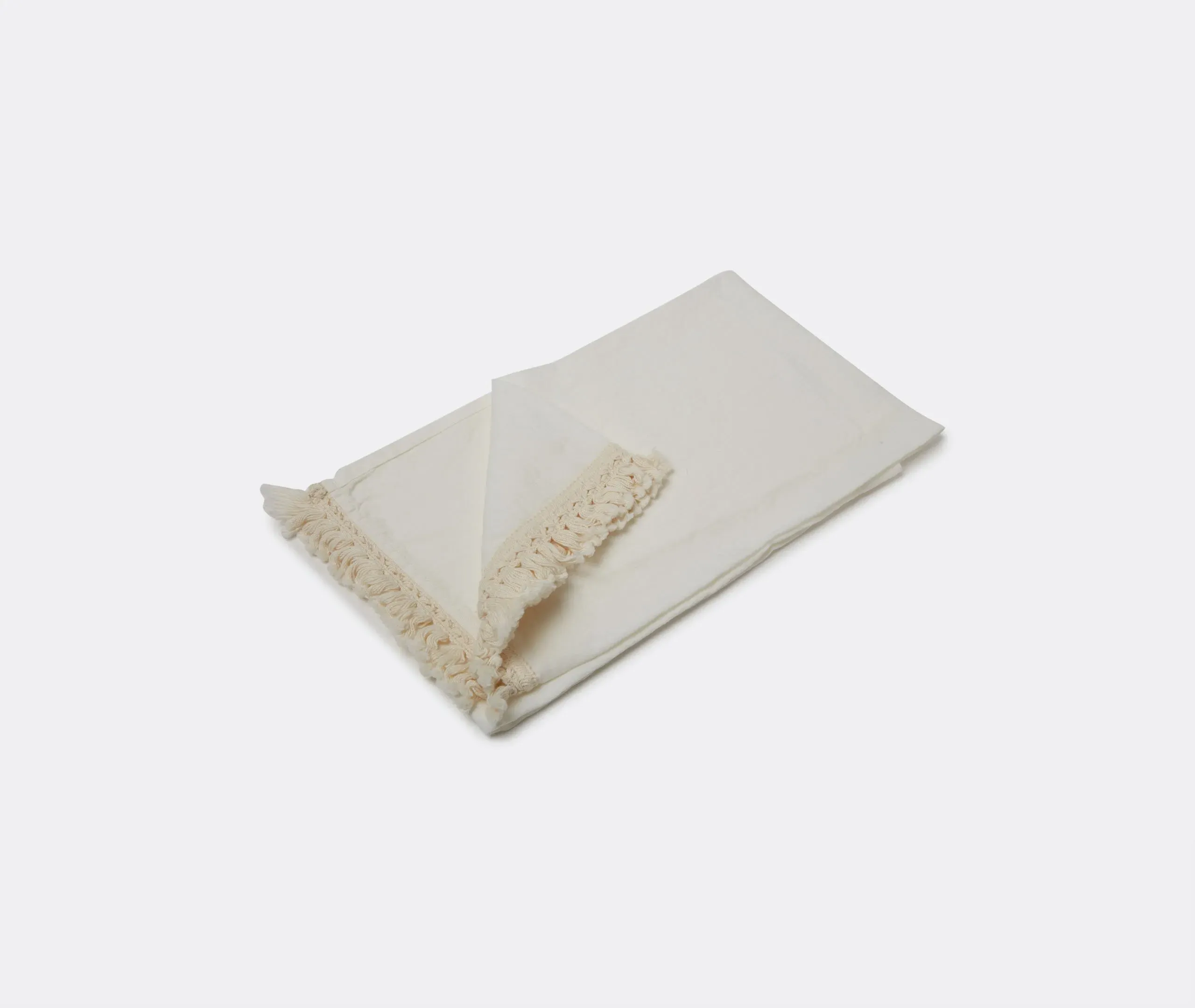 Towel Set of Two with Fringe - White, Linen