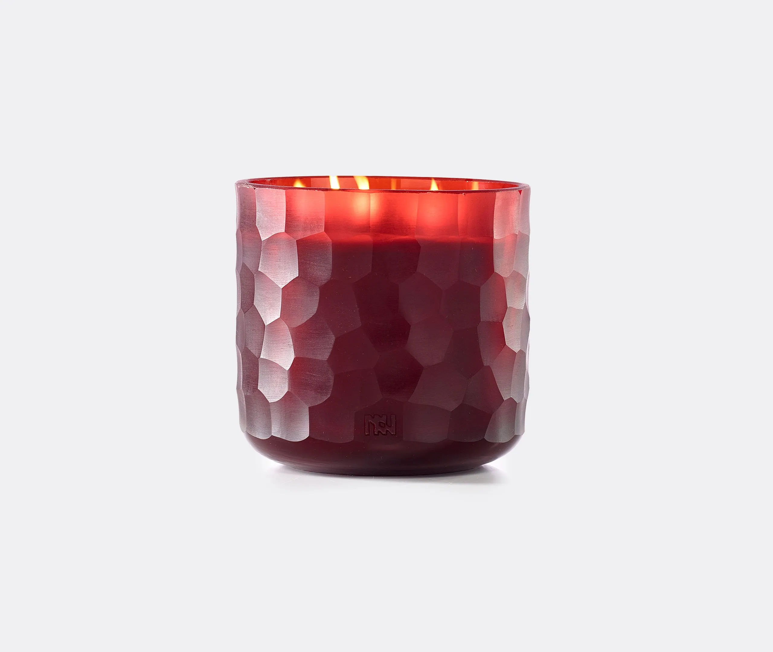 Large Circle Candle Manyara Scent - Red, Glass