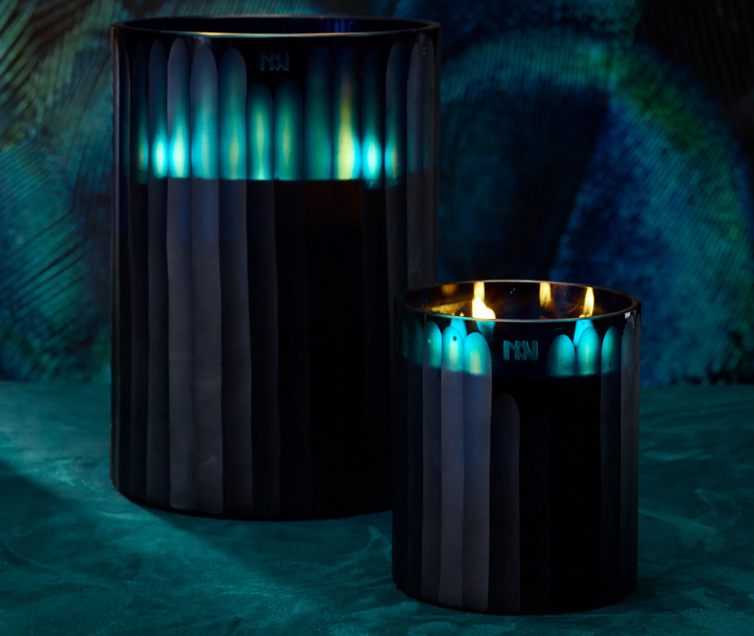 Medium Royal Candle Ginger Fig - Blue, Textured