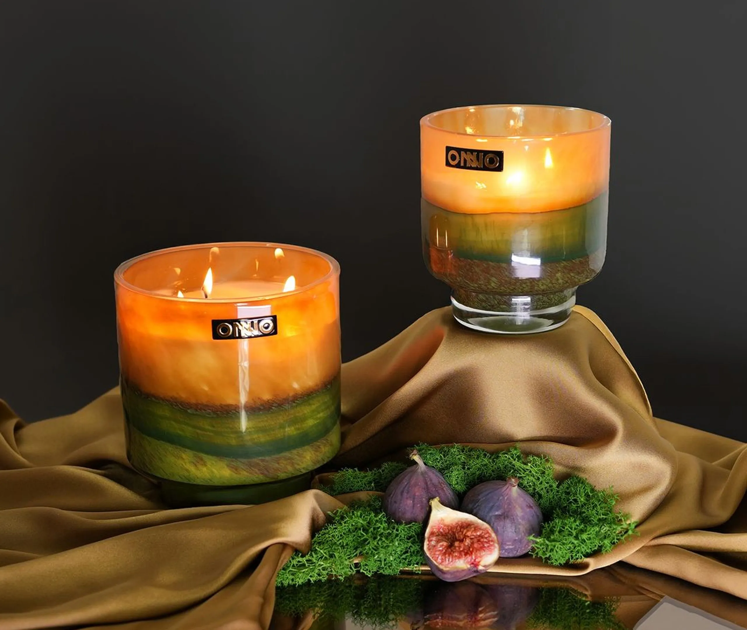 Medium Scented Candle Sunset Scent - Green, Glass