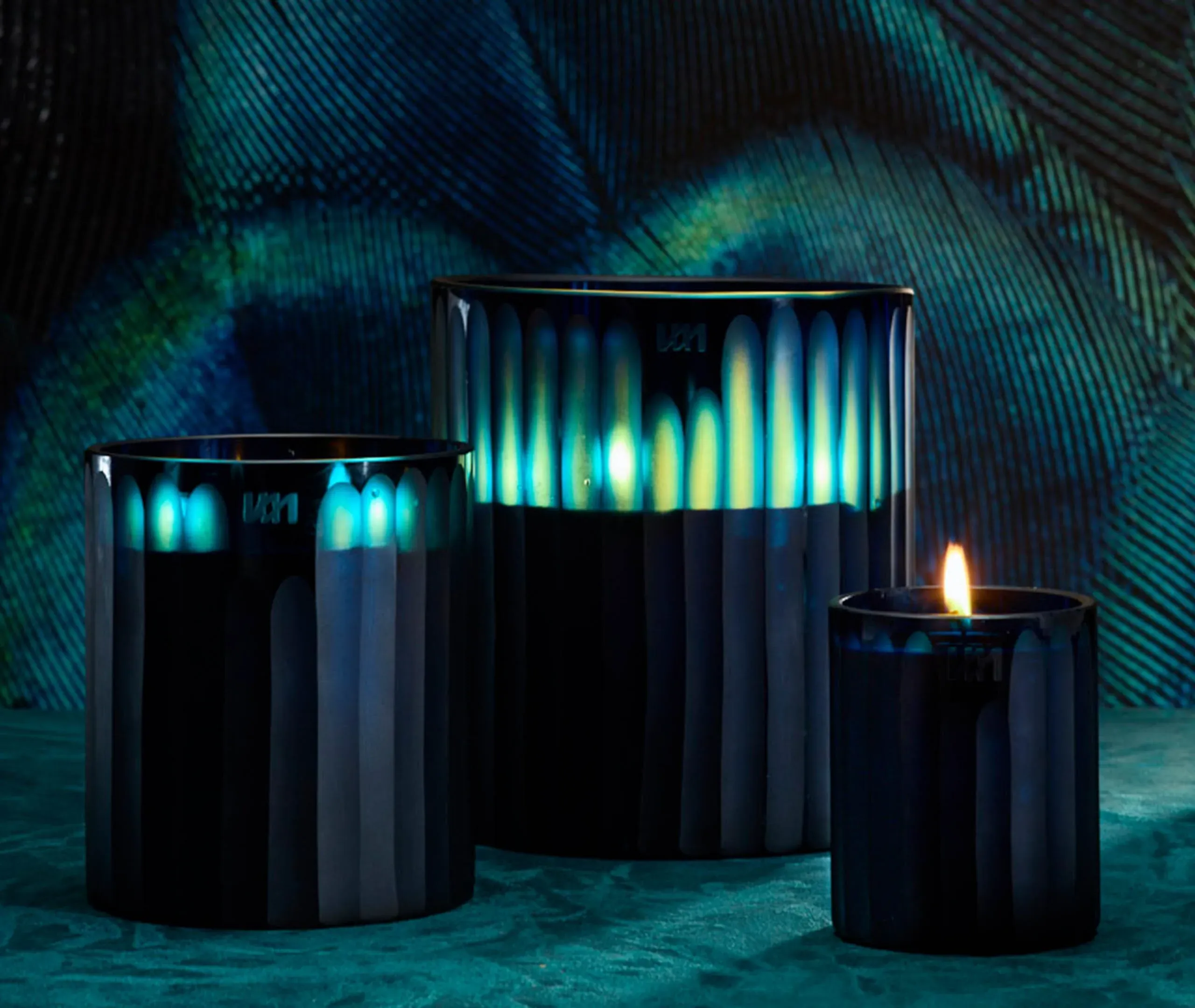 Royal Large Candle Ginger Fig Scent - Blue