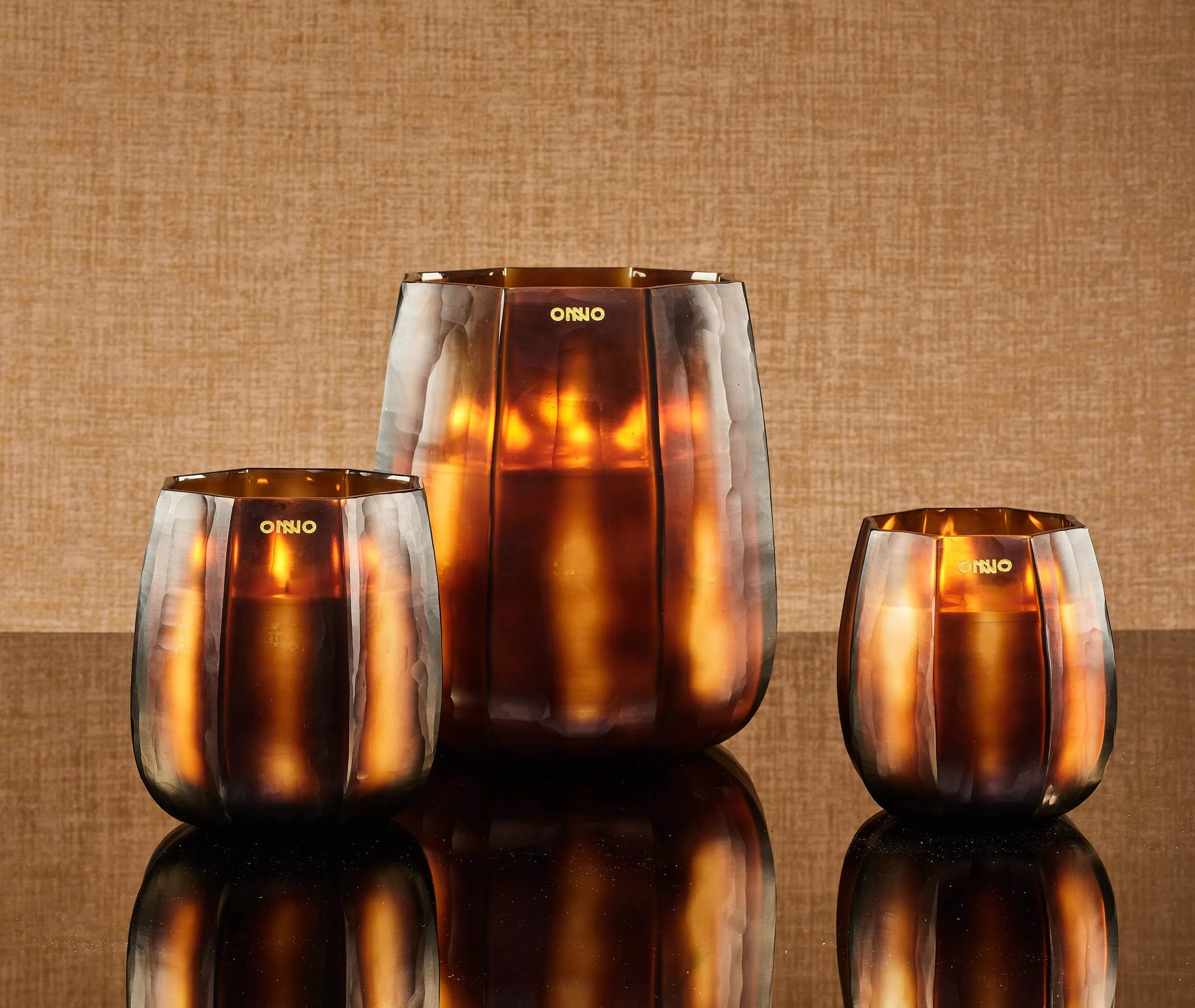 Small Scented Candle Sage Scent - Amber, Glass