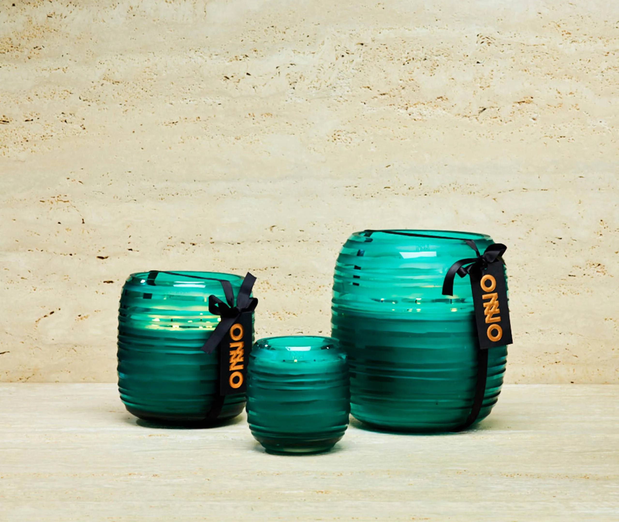 Small Sphere Candle Ginger Fig - Aqua, Glass