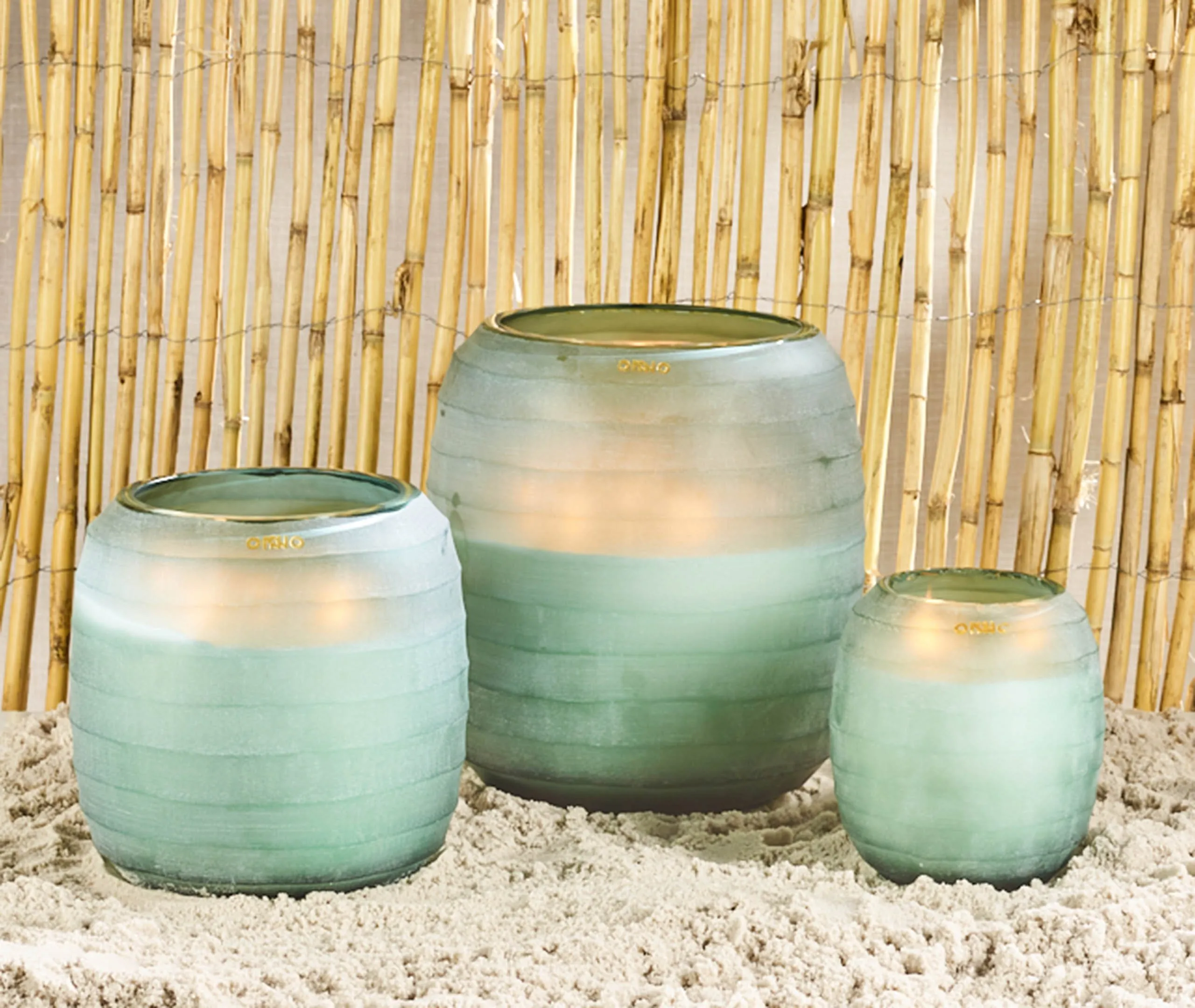 Waves Small Candle Phuket Lotus Scent - Blue, Glass