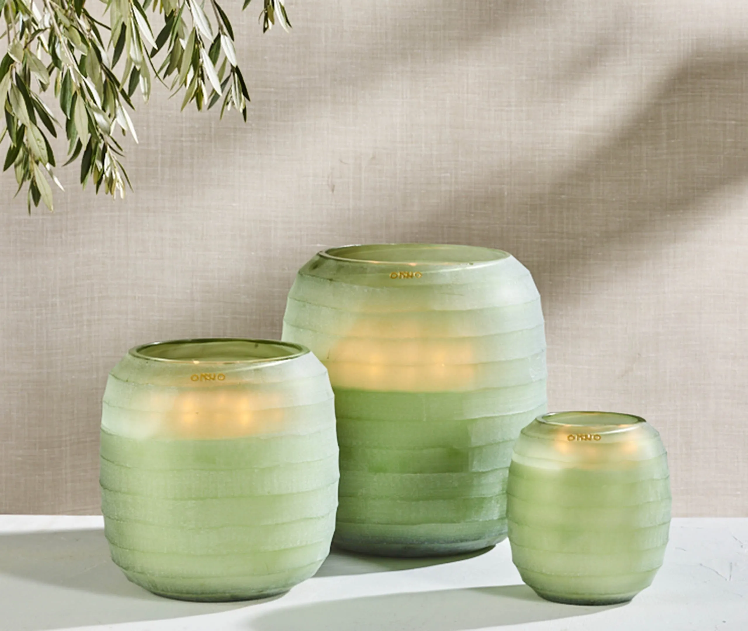 Waves Small Candle Phuket Lotus Scent - Green, Glass