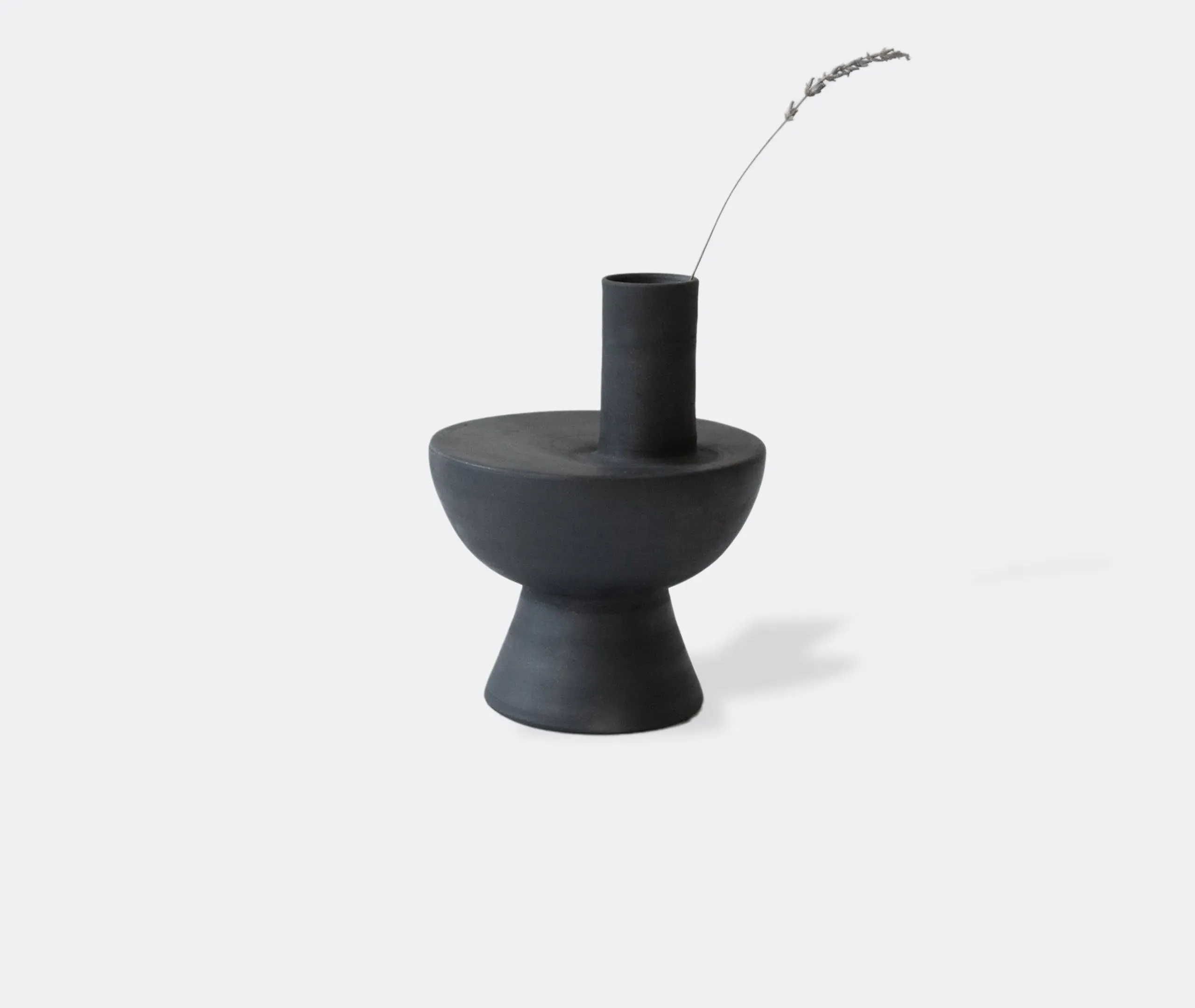 Chimney Shaped Vase - Black, Ceramic