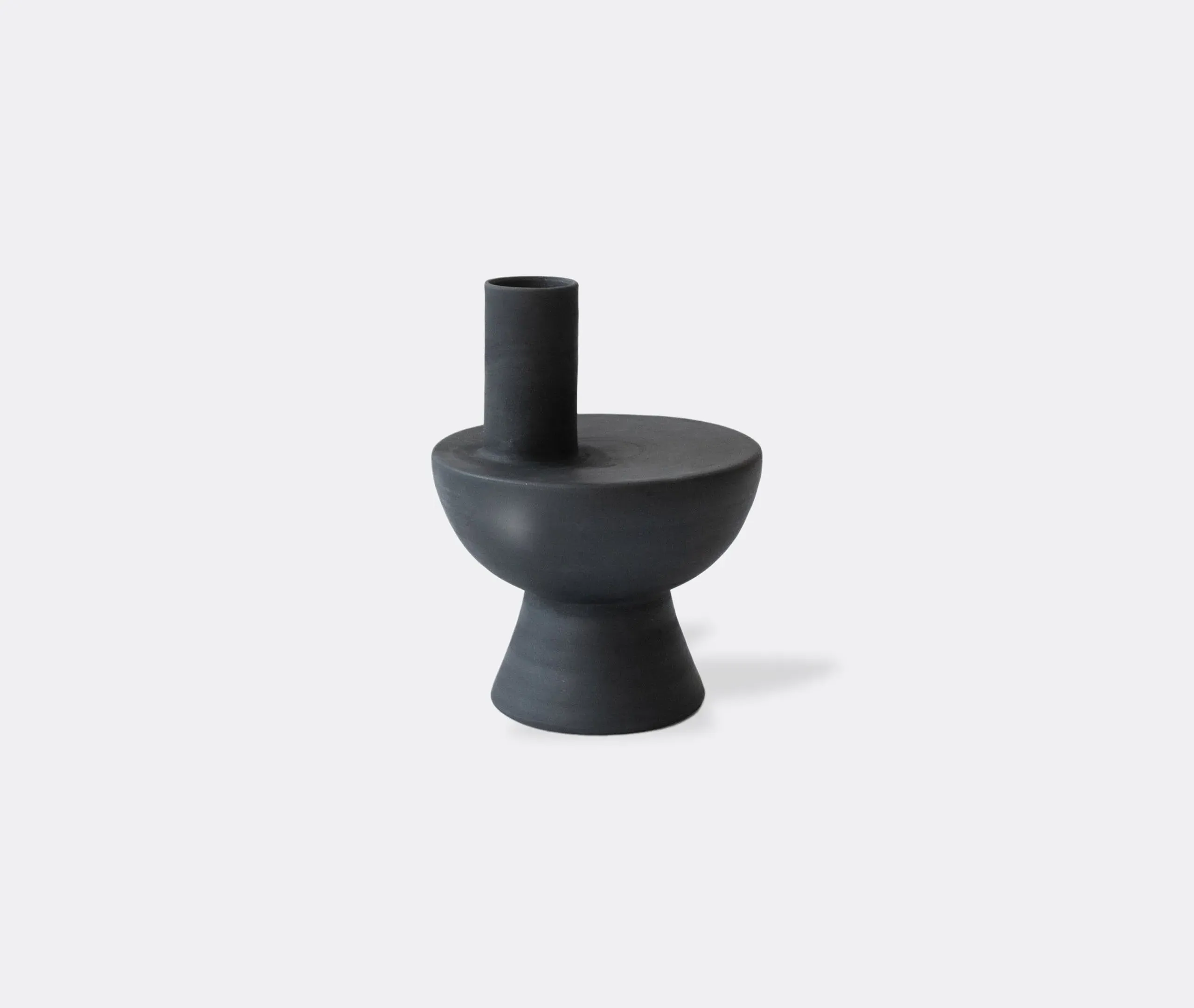 Chimney Shaped Vase - Black, Ceramic