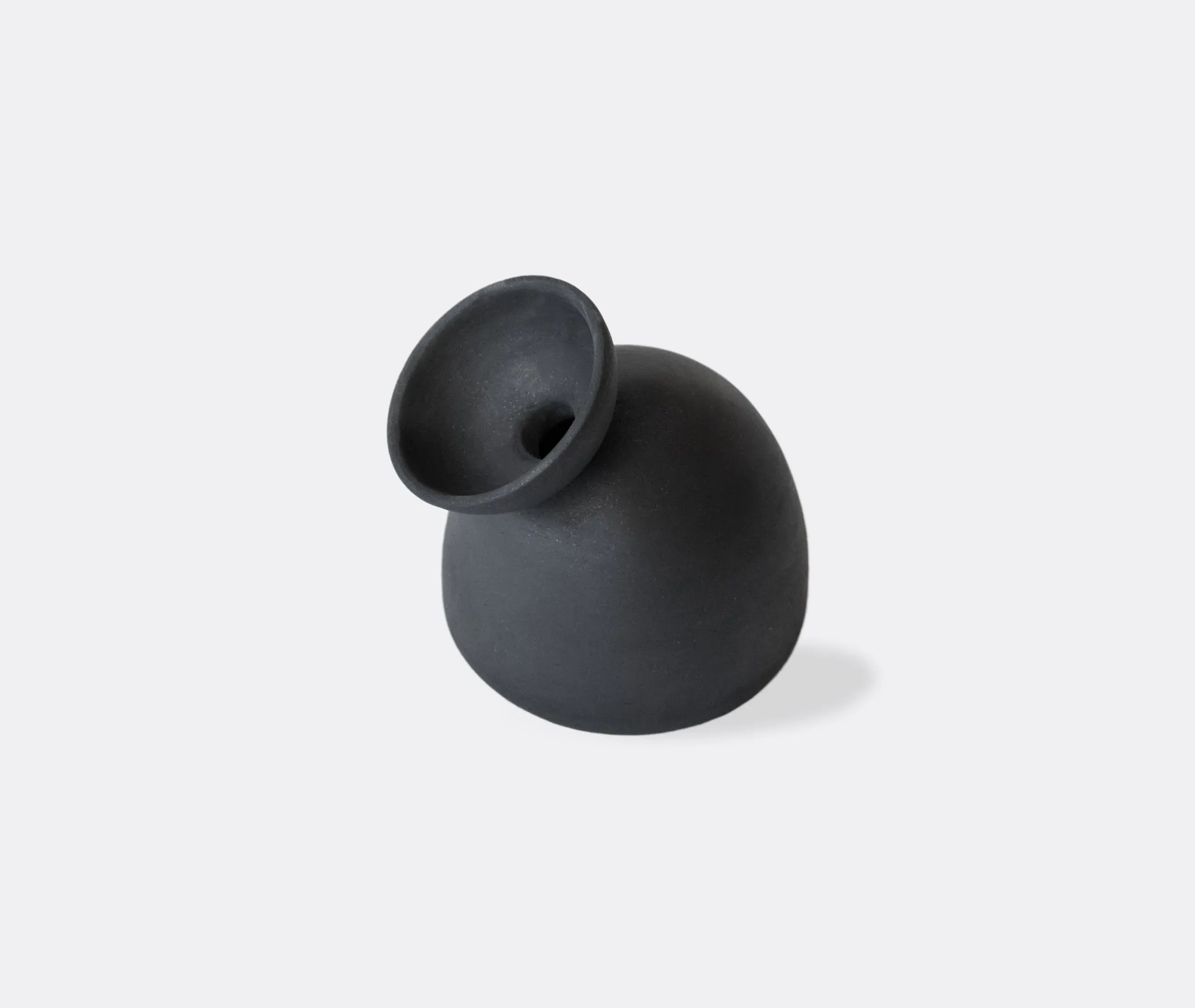 Dome Shaped Vase - Black, Ceramic