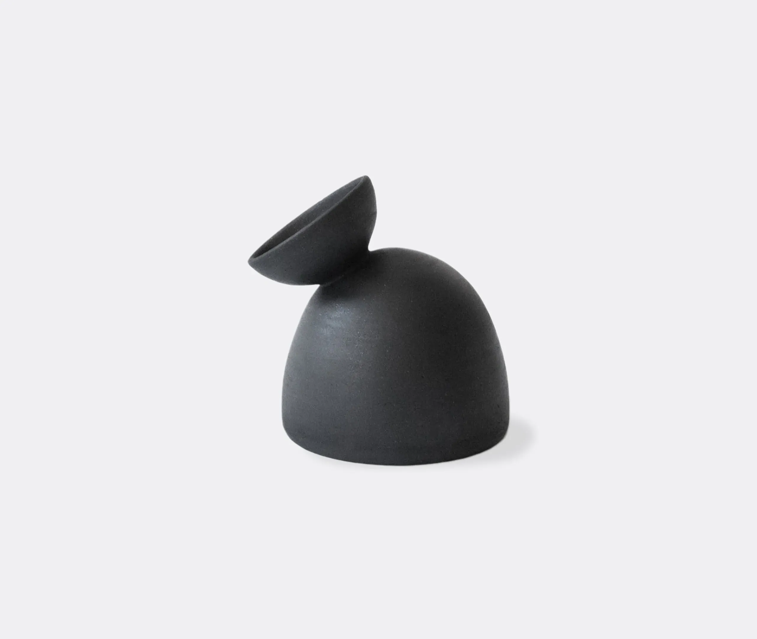 Dome Shaped Vase - Black, Ceramic