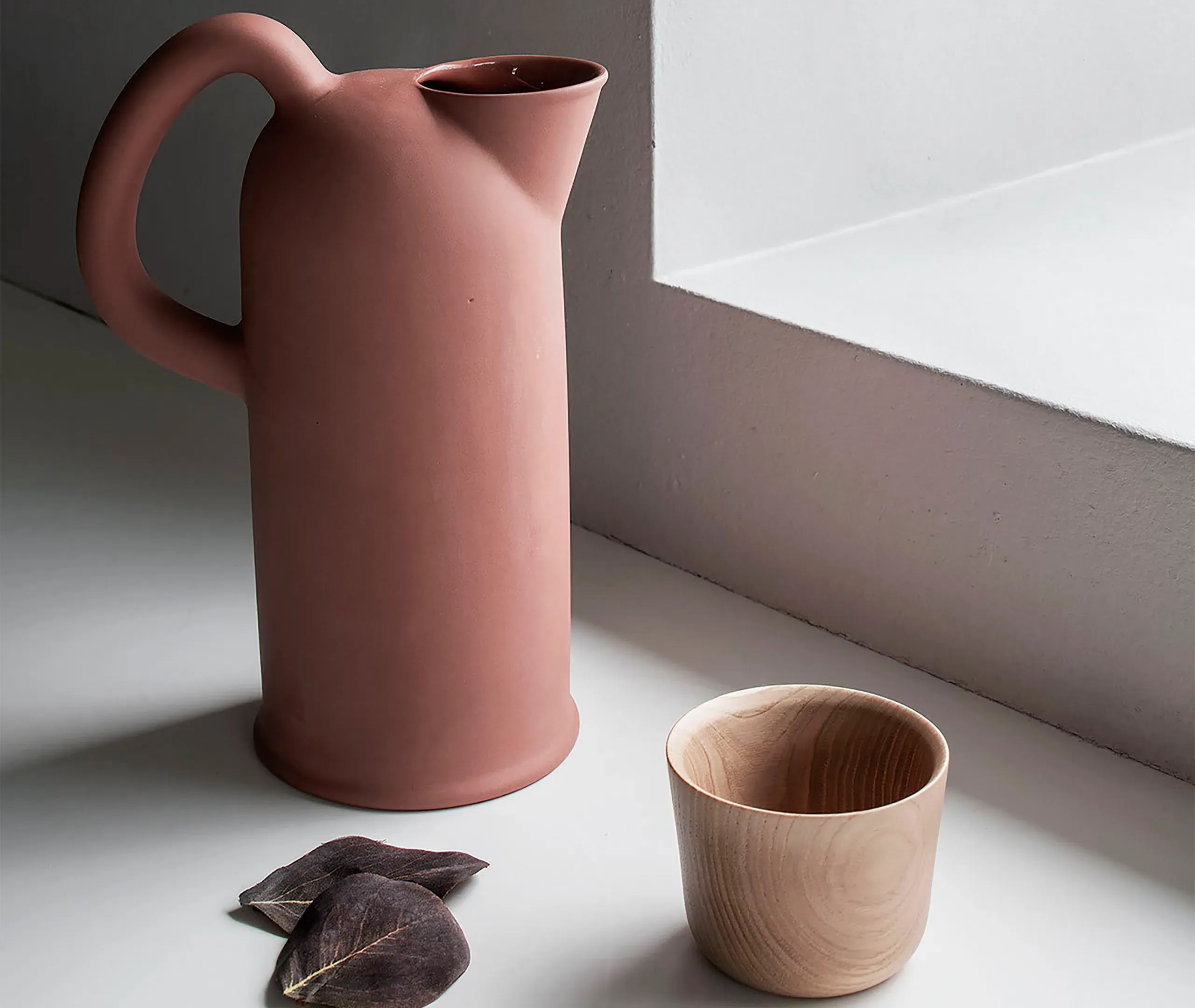 Jug Water Carafe - Terracotta Red, Porcelain