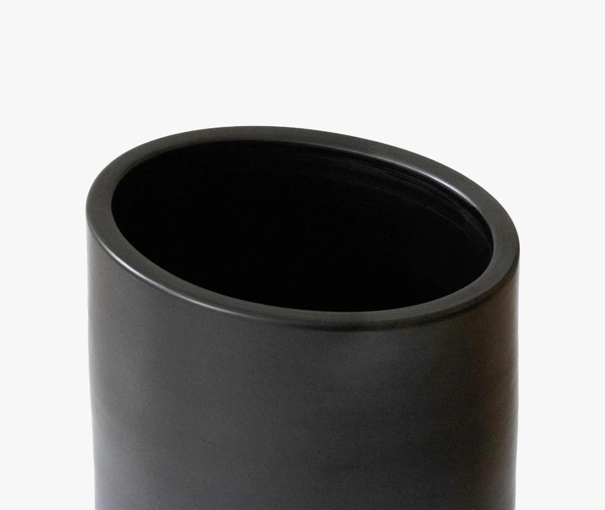 Large Round Vase - Black, Clay