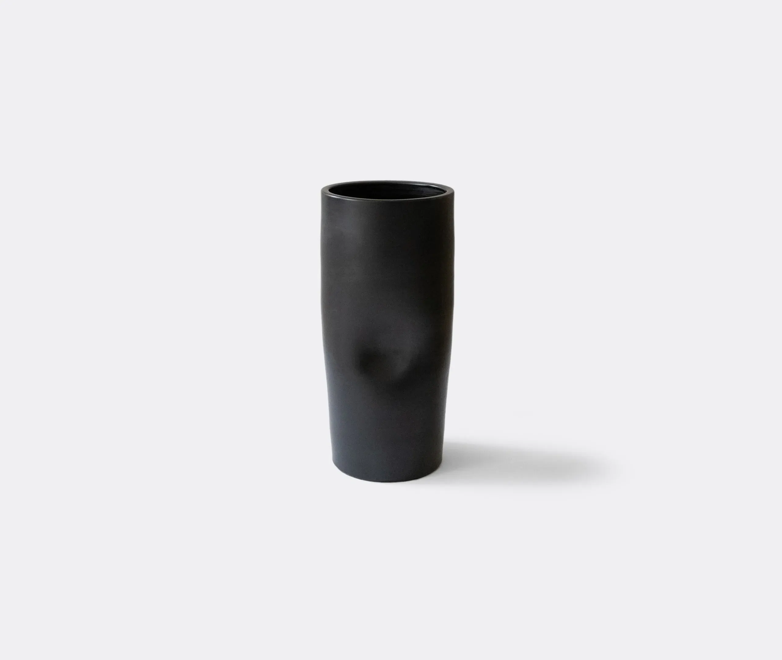 Large Round Vase - Black, Clay