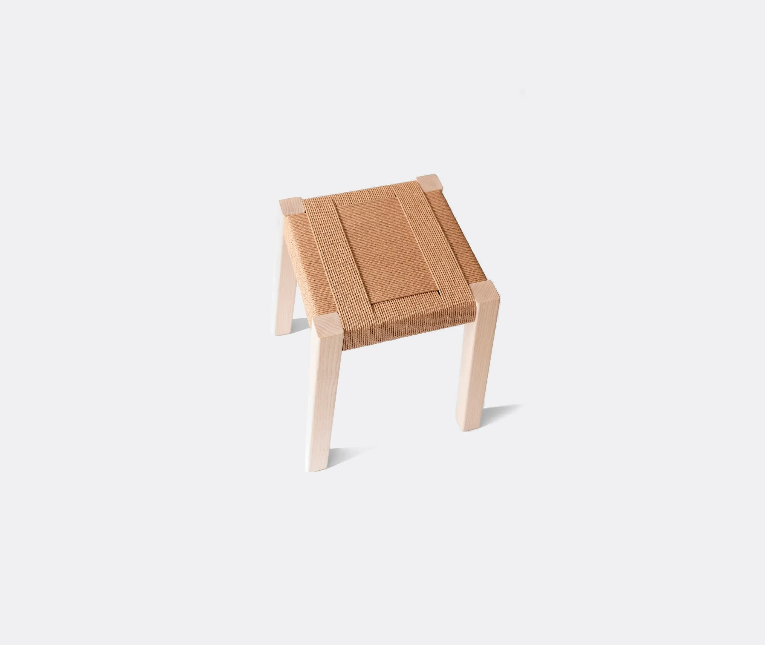 Low Stool with Paper Cord Weaving - Ash Wood
