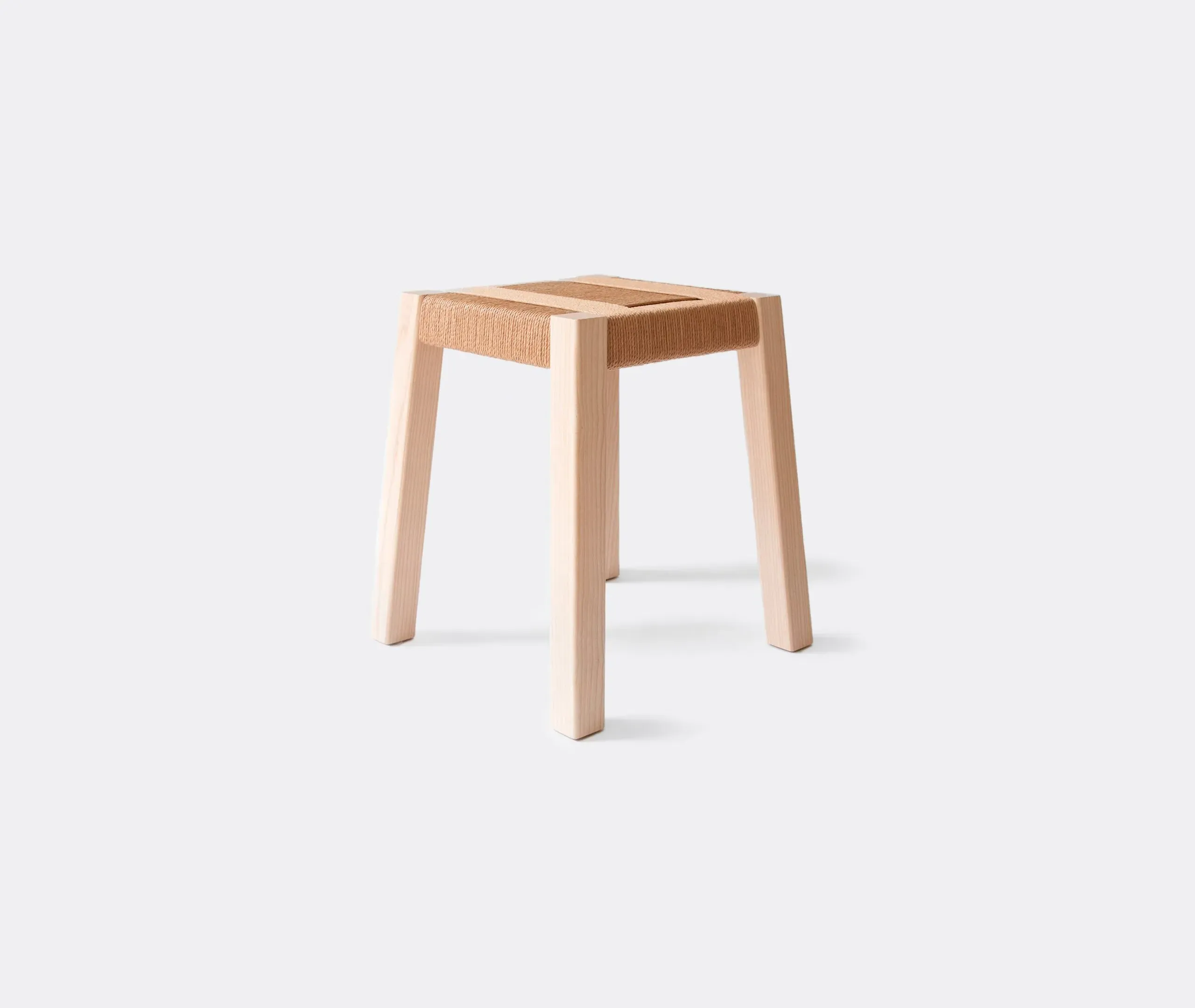 Low Stool with Paper Cord Weaving - Ash Wood image