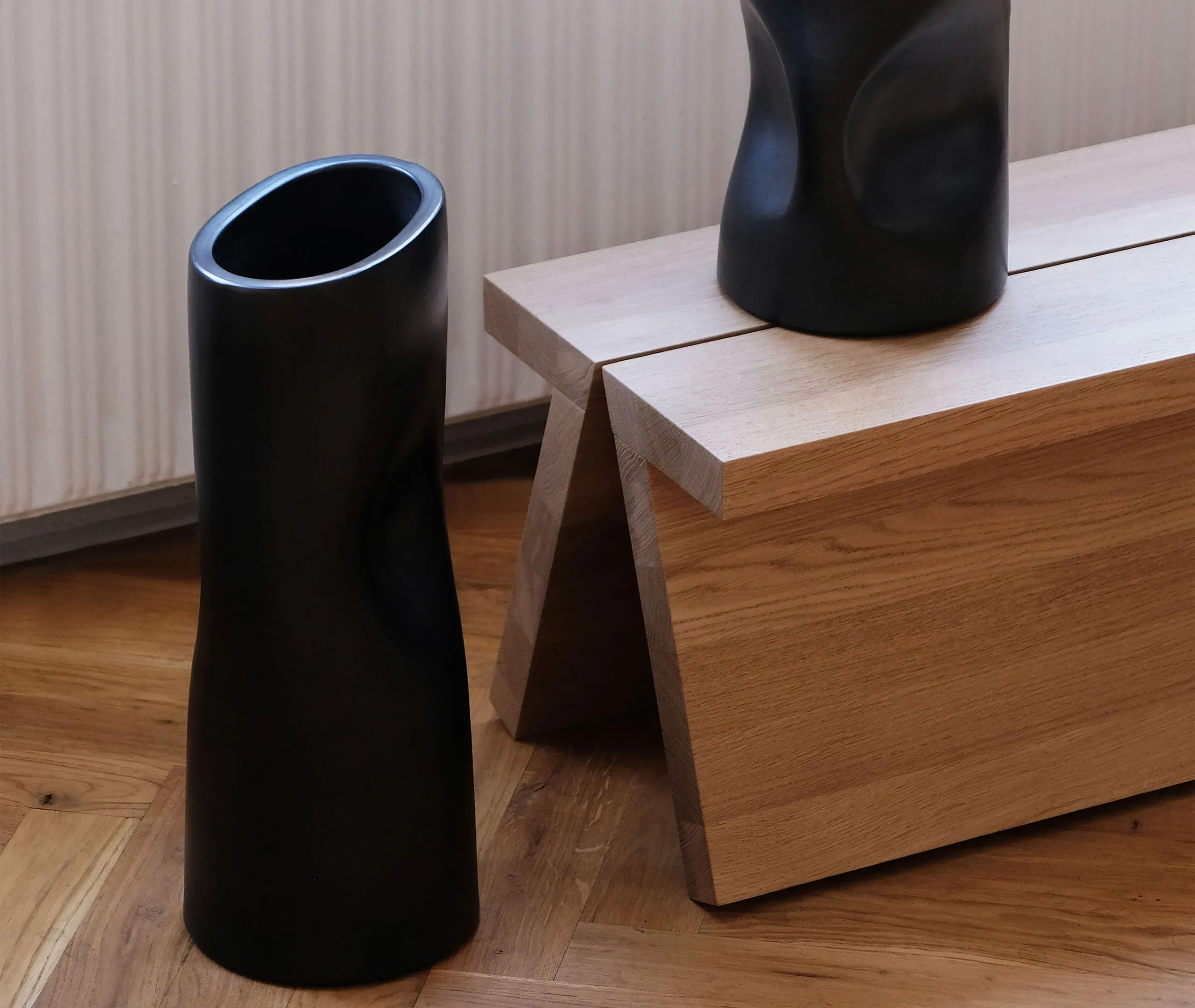 Small Round Vase - Black, Clay