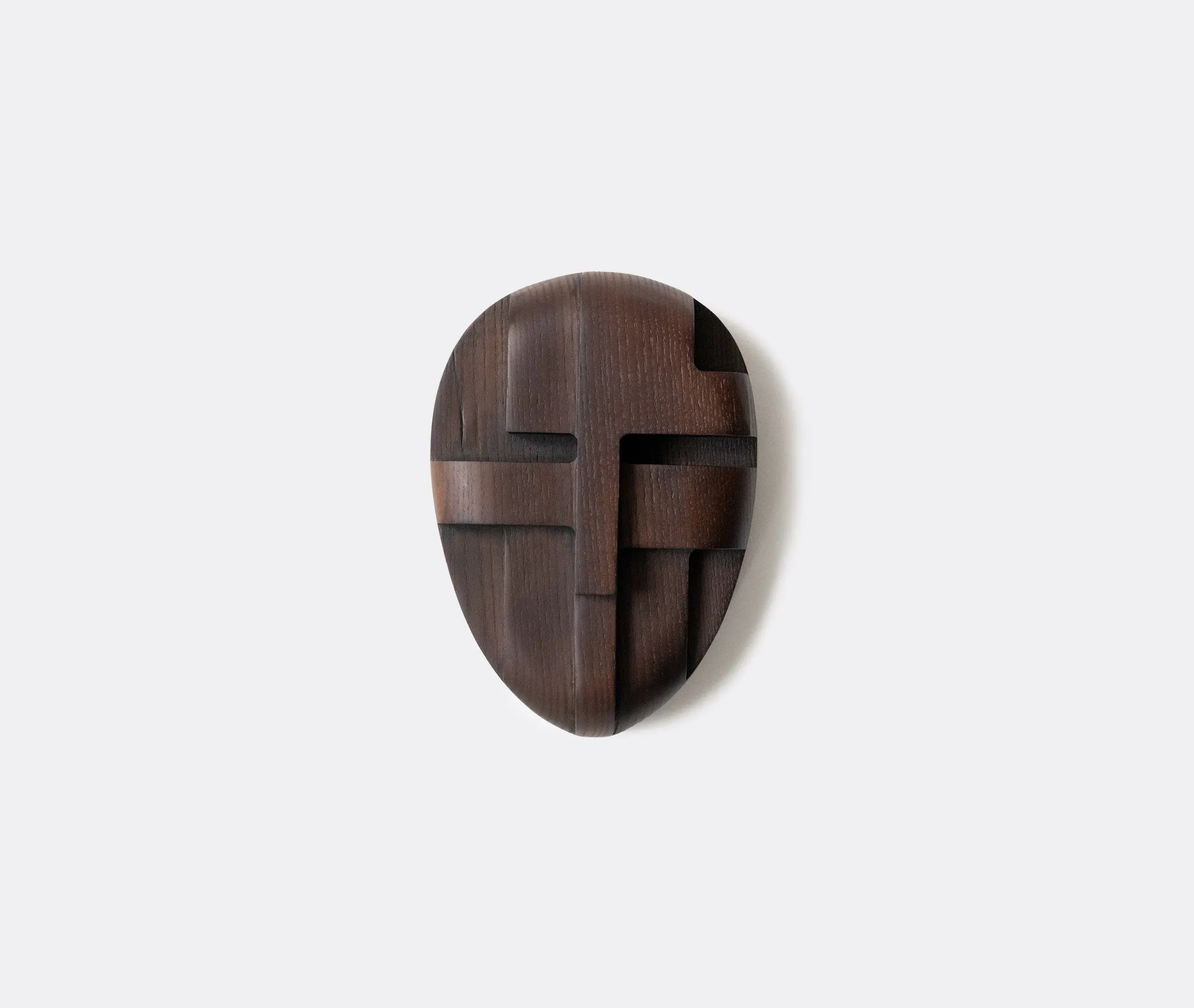 Wall Sculpture Mask Design - Dark Brown, Ash Wood image