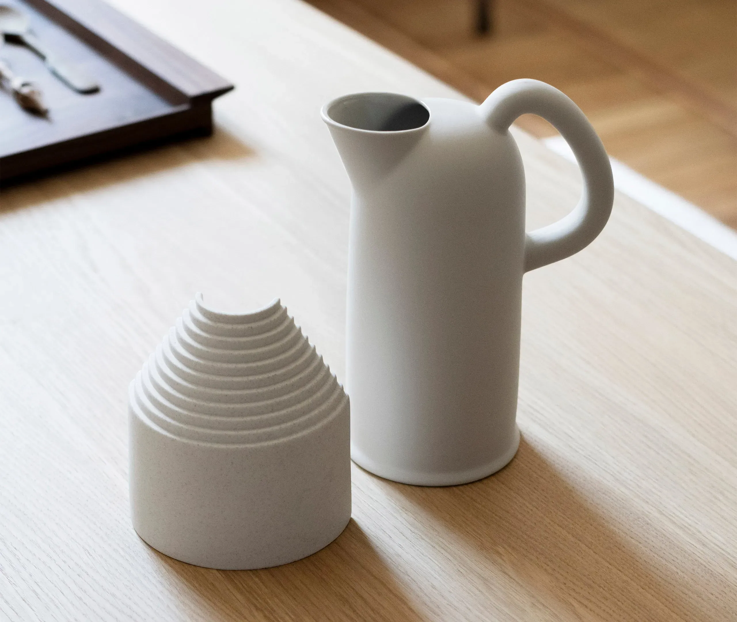 Water Jug with Handle - White, Porcelain
