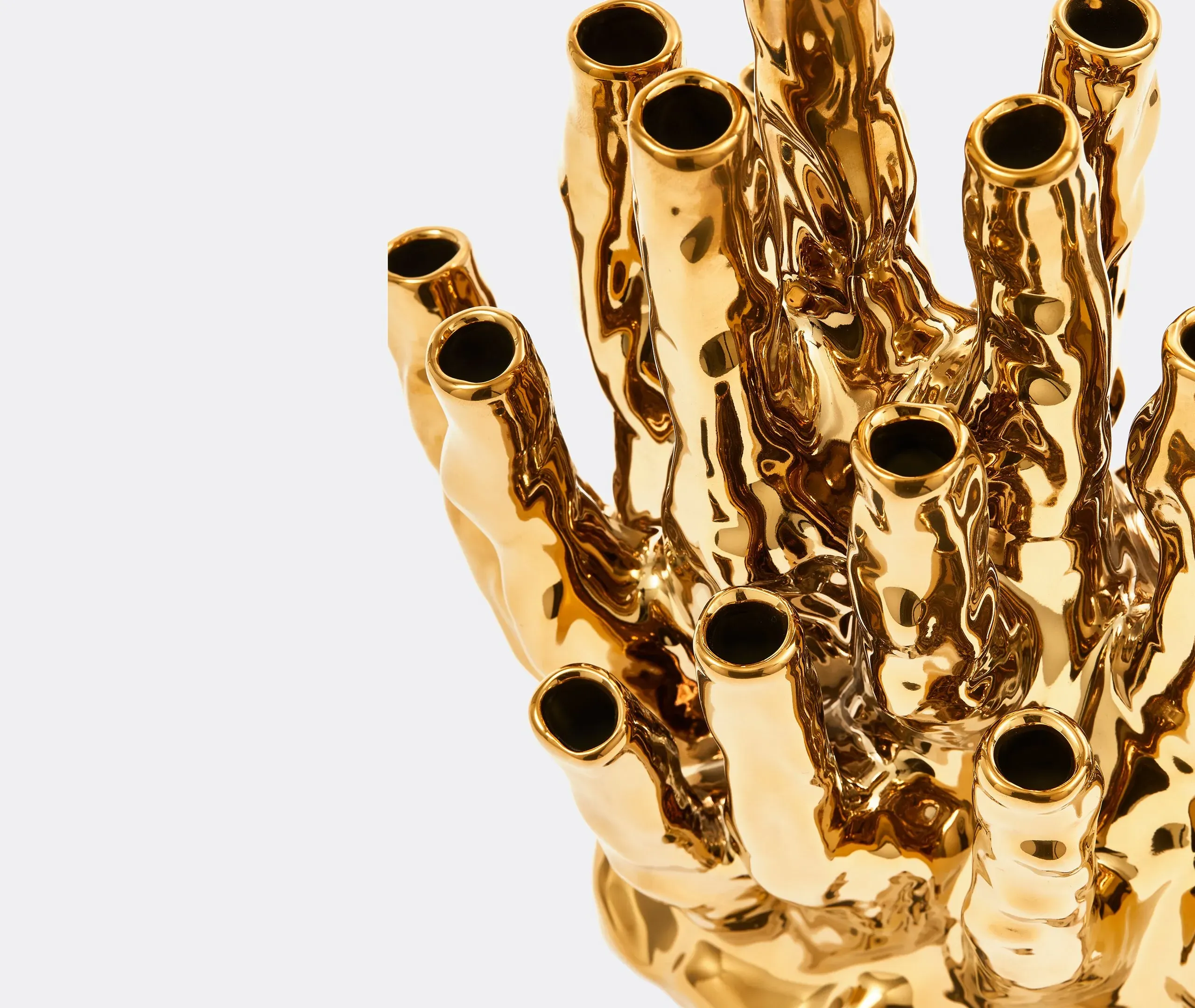 10-Branch Coral Vase - Gold, Porcelain