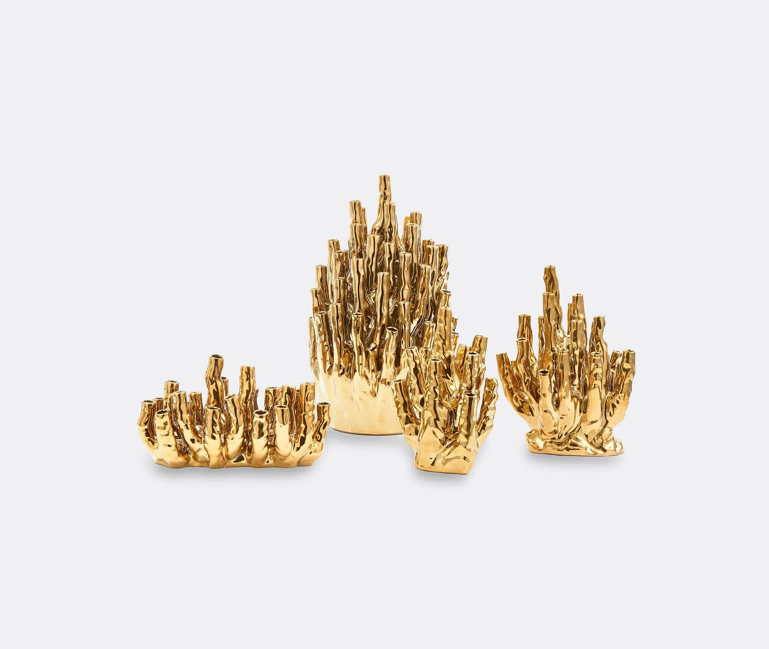 10-Branch Coral Vase - Gold, Porcelain