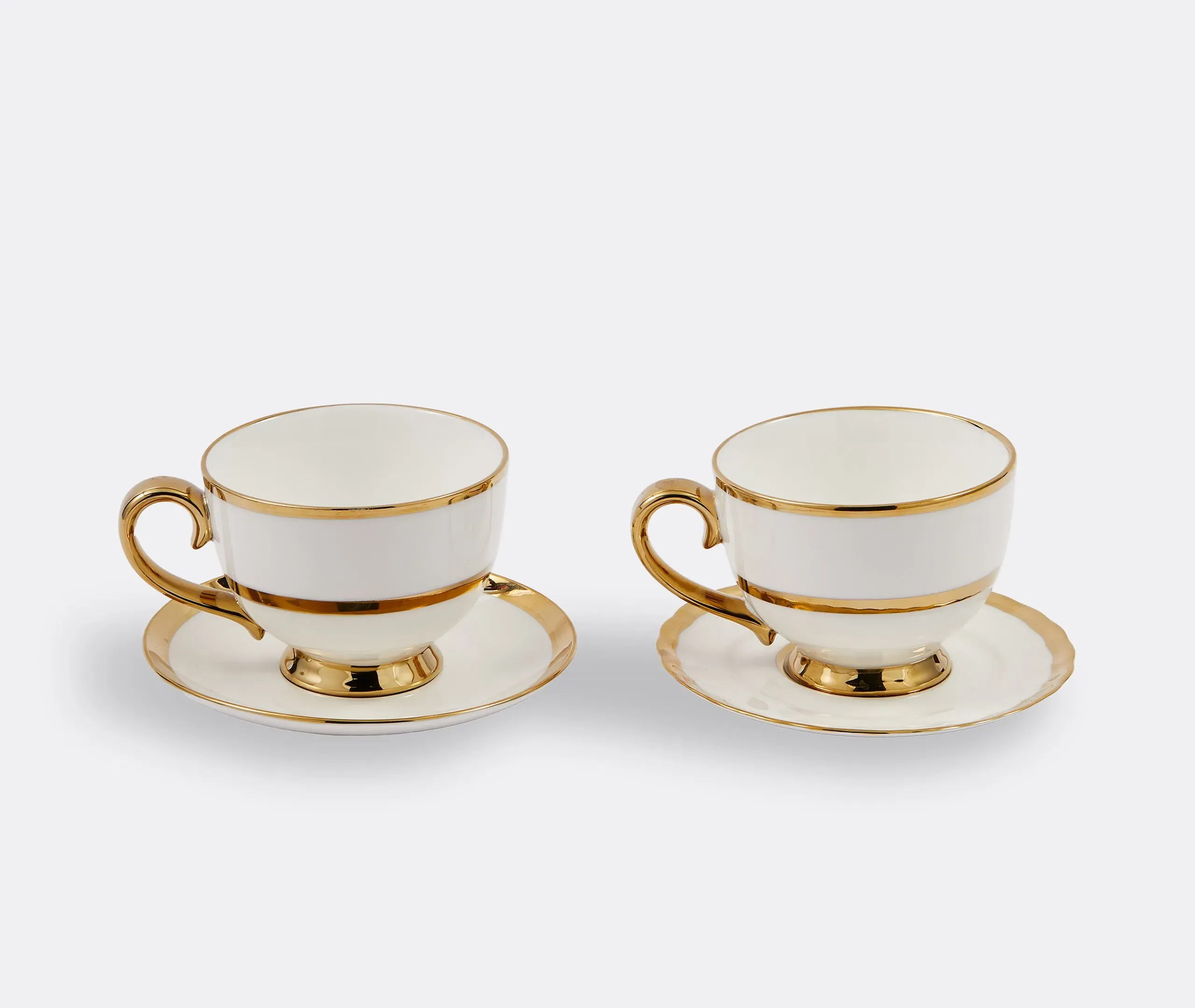 2-Piece Teacup Set with Gilt Accents - White image