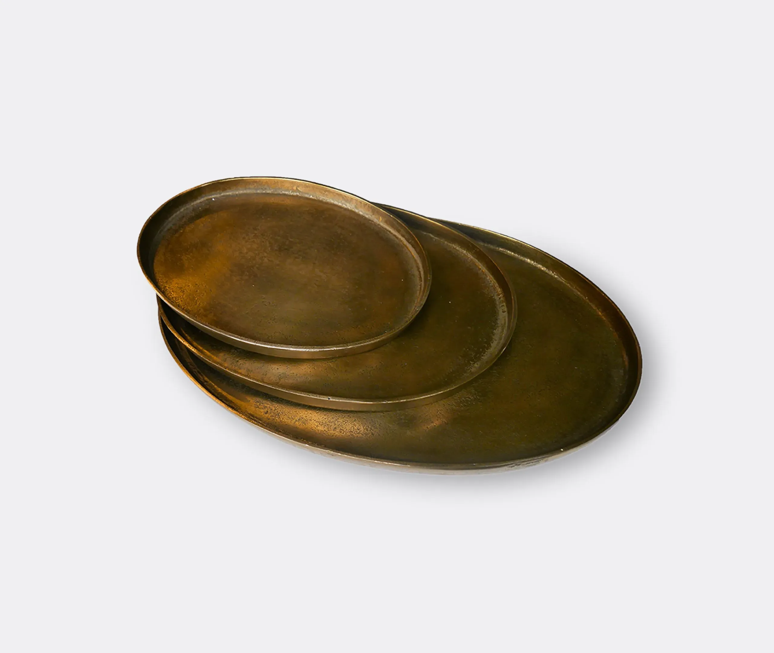 3-Piece Oval Platter Set - Gold, Metal image