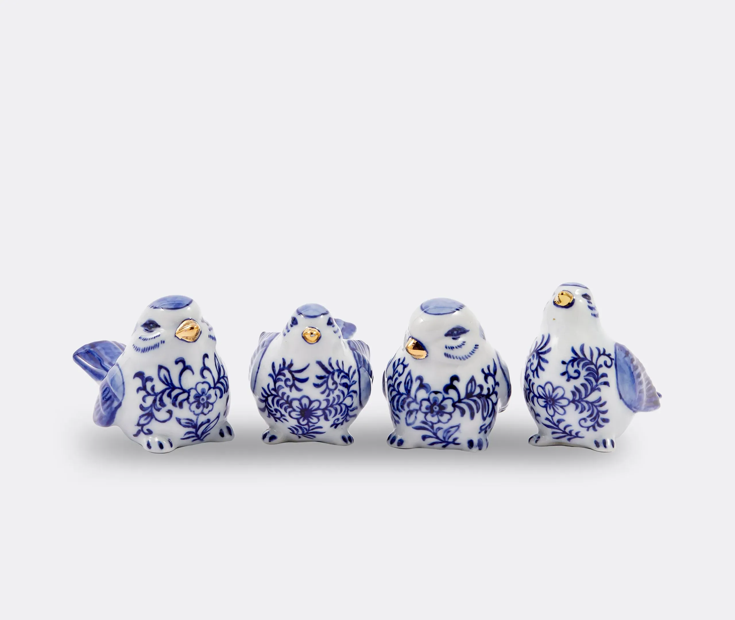 4-Piece Bird Ornament Set - Dark Blue, Porcelain image