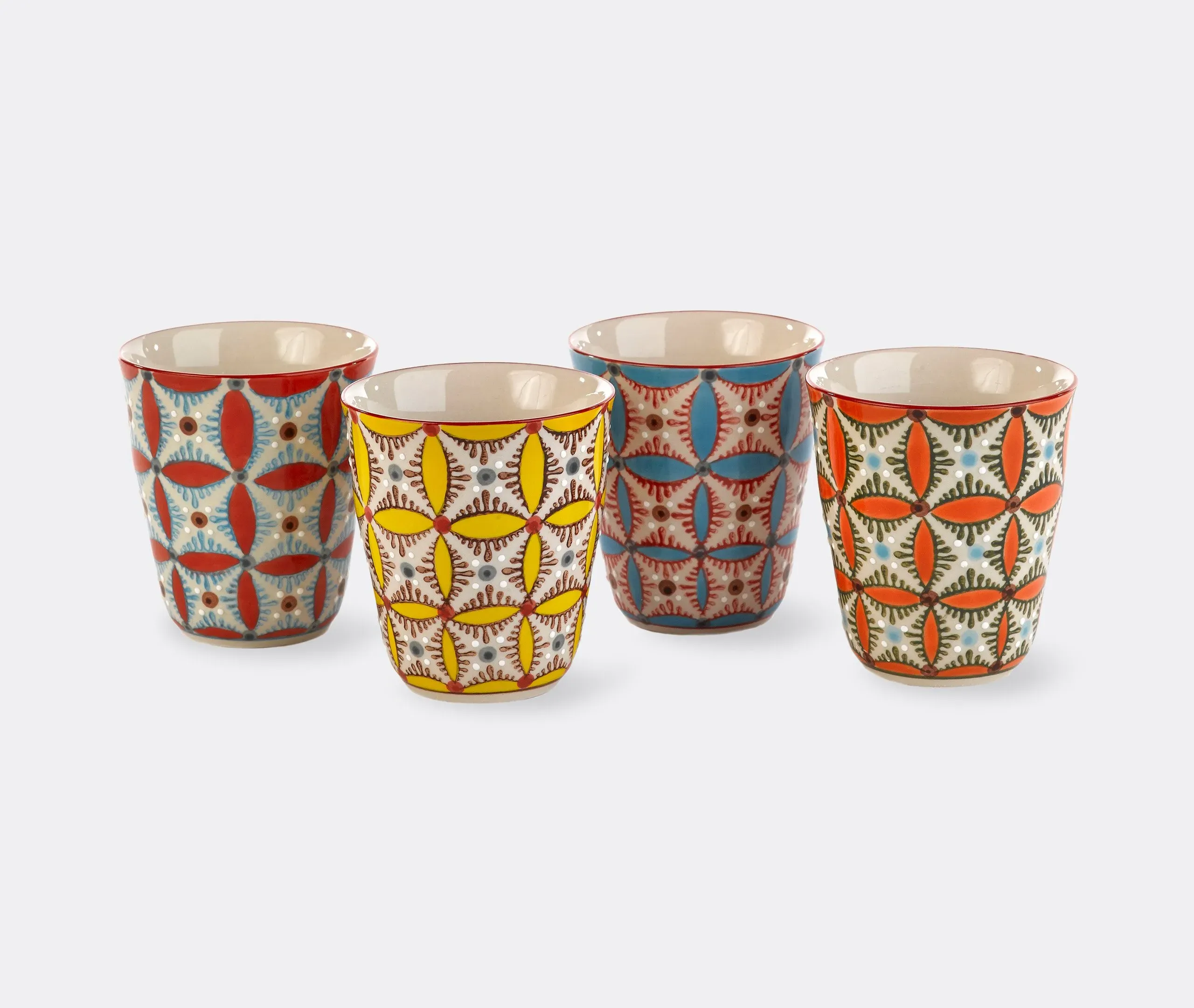 4-Piece Cup Set with Patterns - Multicolor, Ceramic image