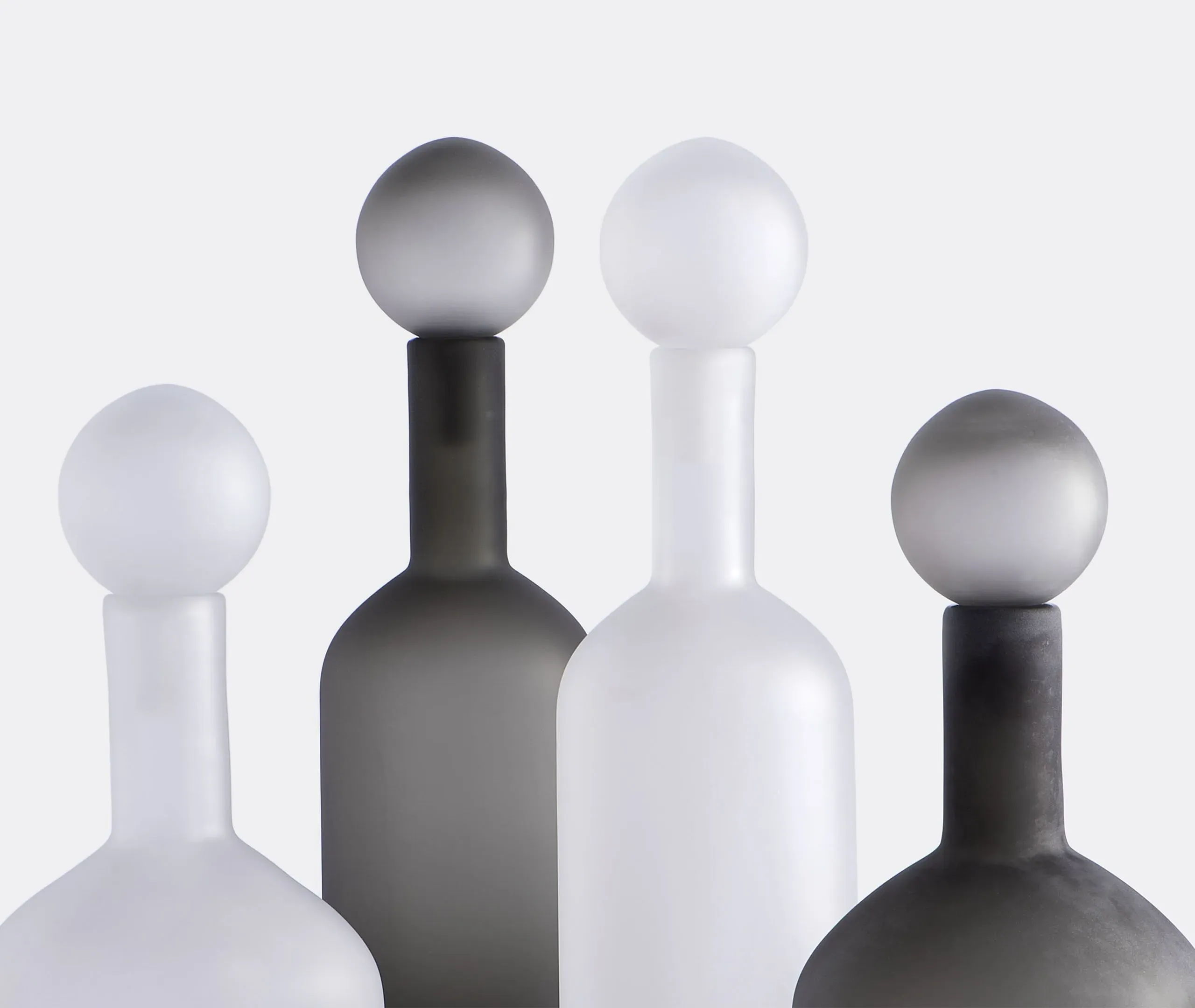 4-Piece Decorative Bottle Set - Black, Glass