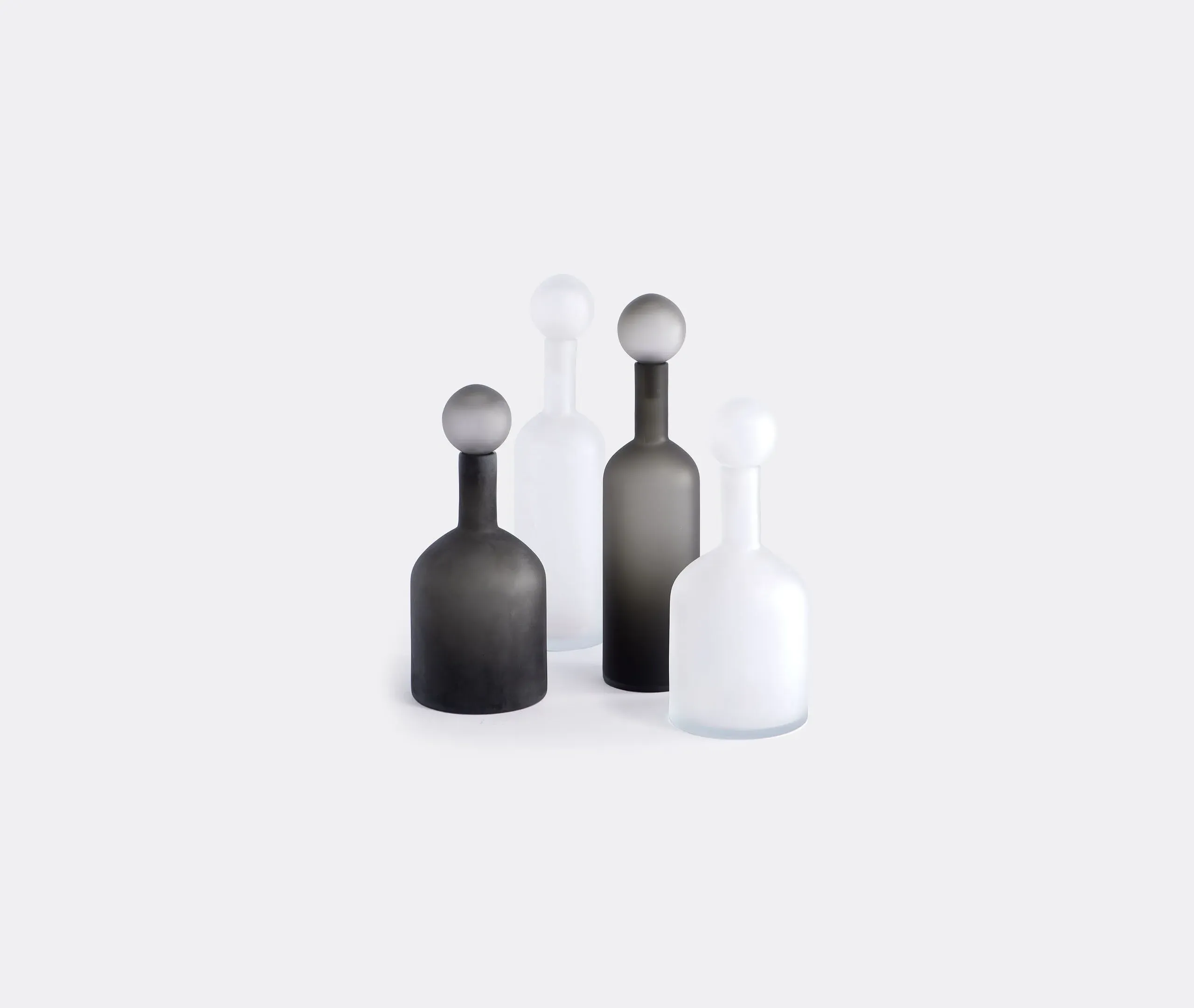4-Piece Decorative Bottle Set - Black, Glass