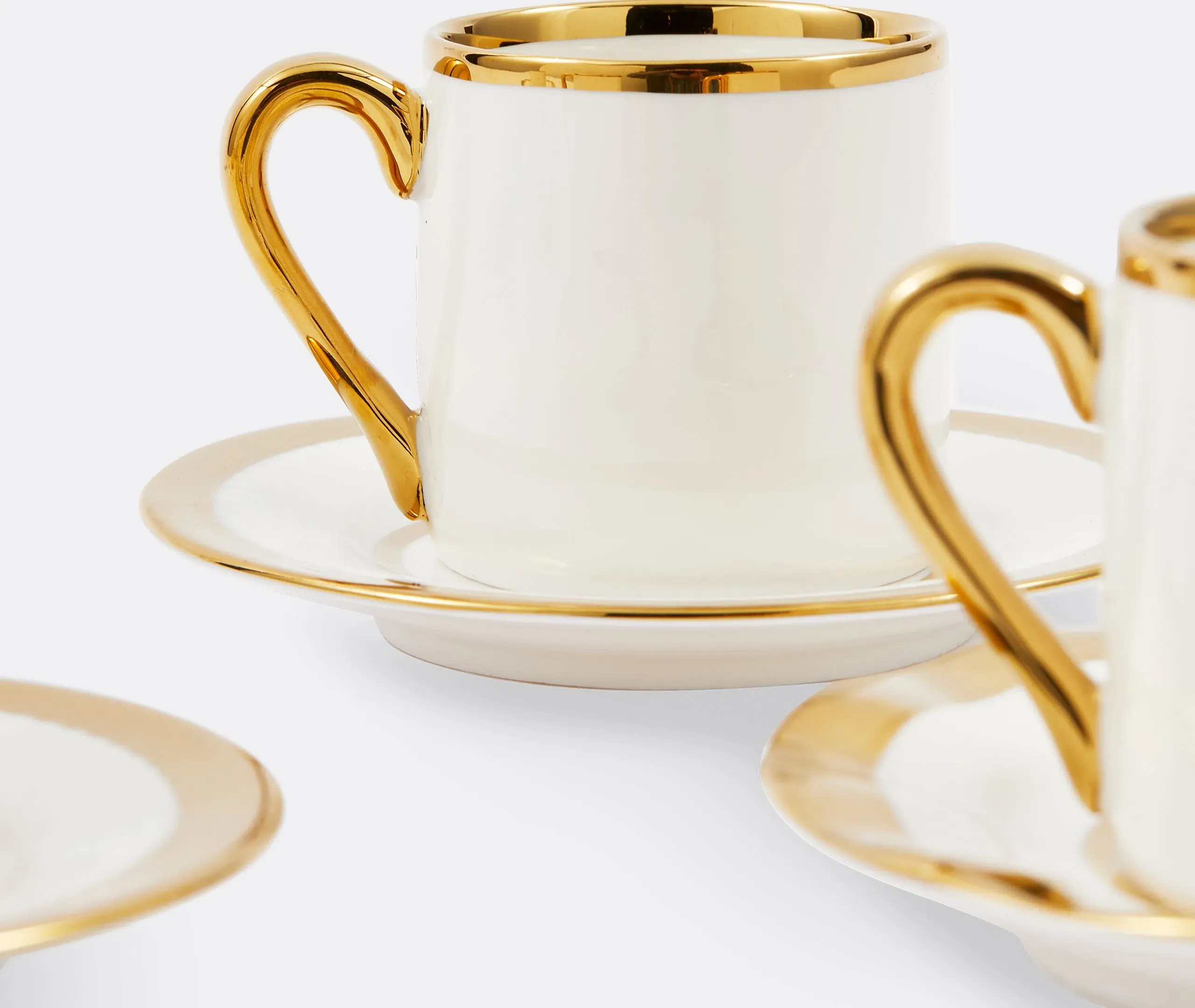 4-Piece Espresso Cup Set with Gilt Accents - White