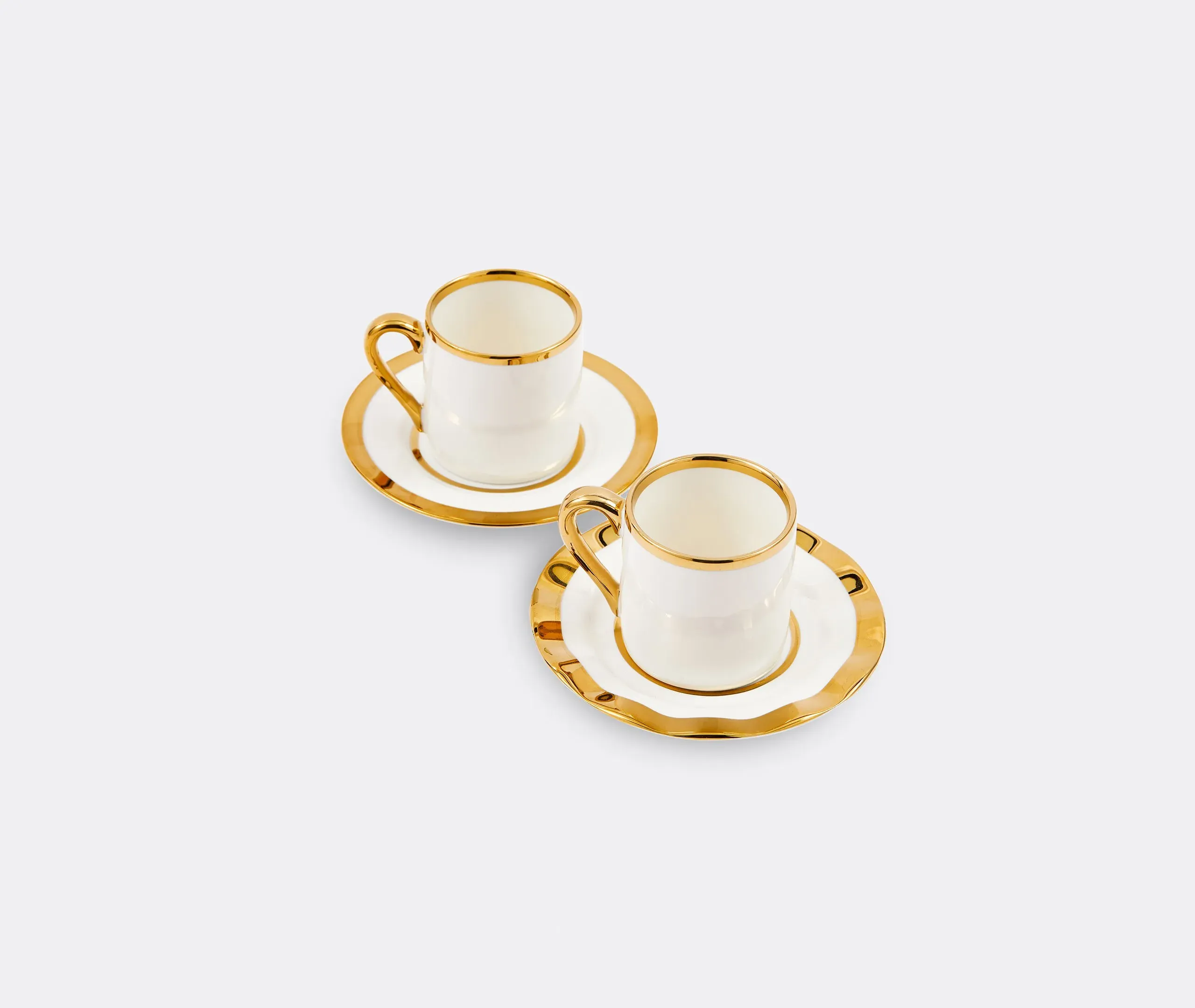 4-Piece Espresso Cup Set with Gilt Accents - White